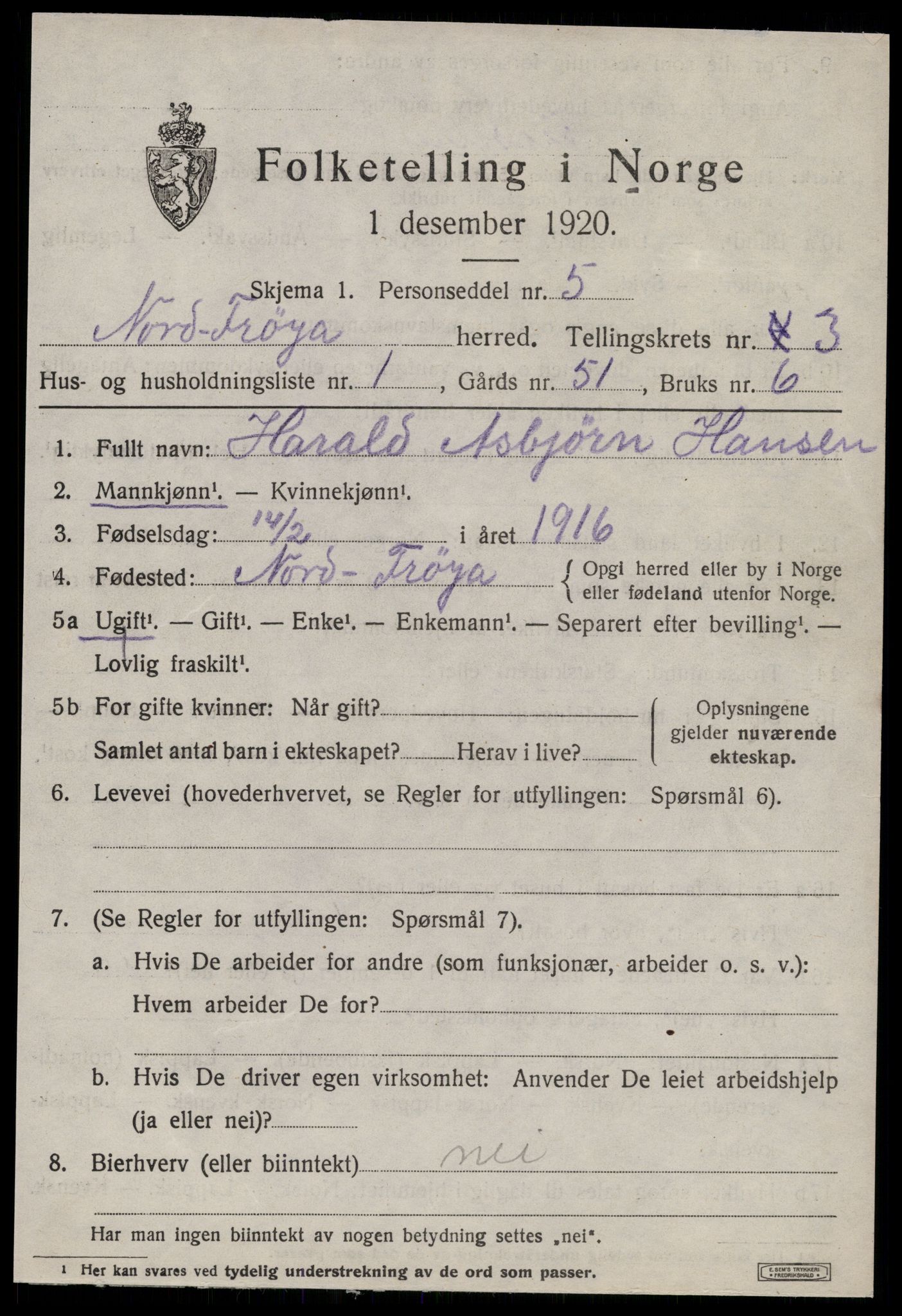 SAT, 1920 census for Nord-Frøya, 1920, p. 7413