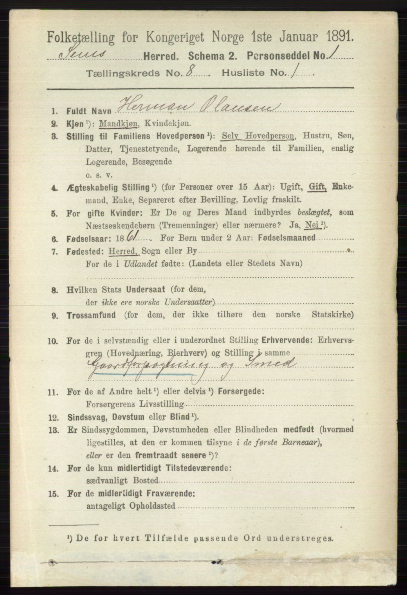 RA, 1891 census for 0721 Sem, 1891, p. 3817