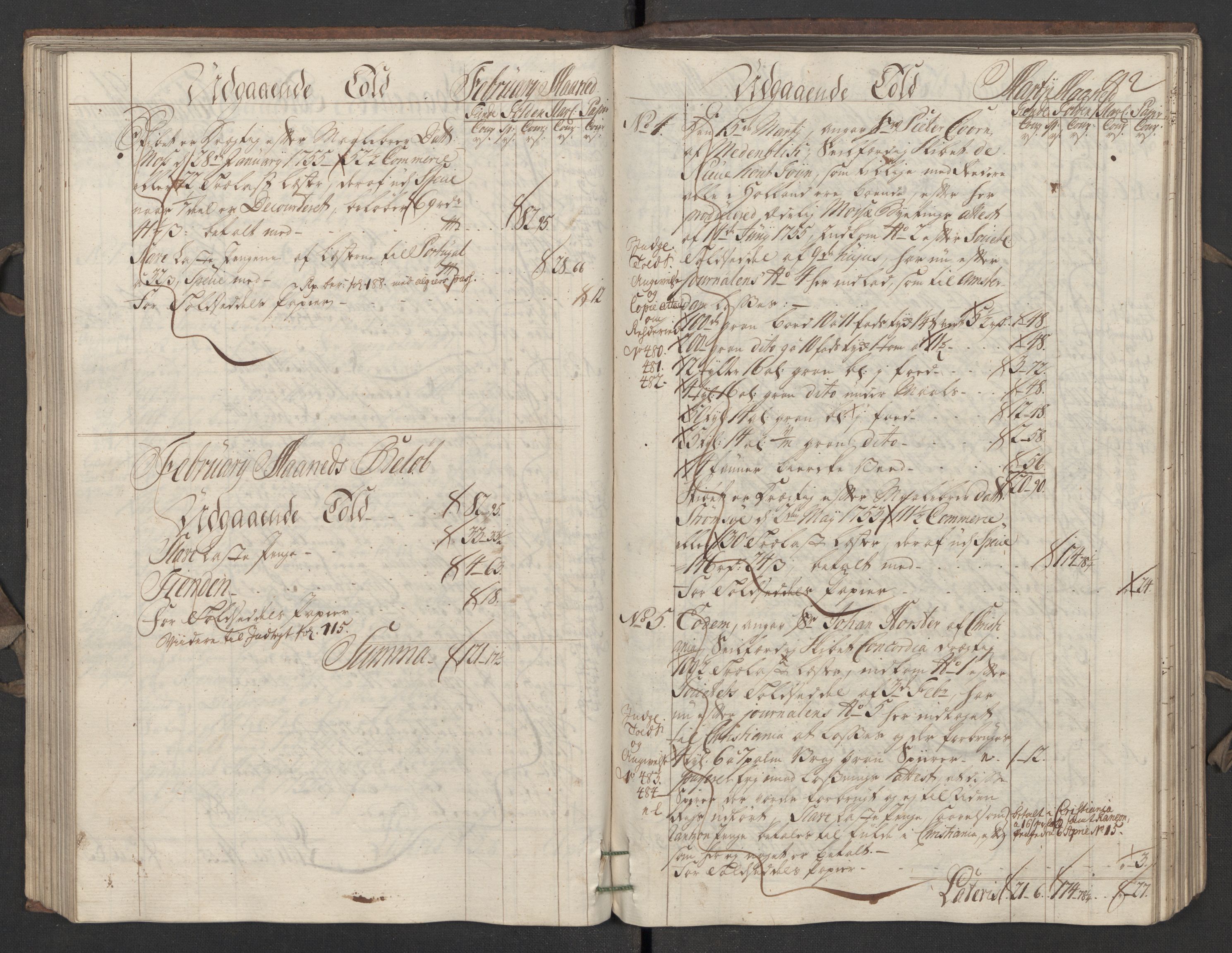Generaltollkammeret, tollregnskaper, AV/RA-EA-5490/R05/L0027/0001: Tollregnskaper Moss, Son, Krokstad / Utgående hovedtollbok, 1756, p. 91b-92a