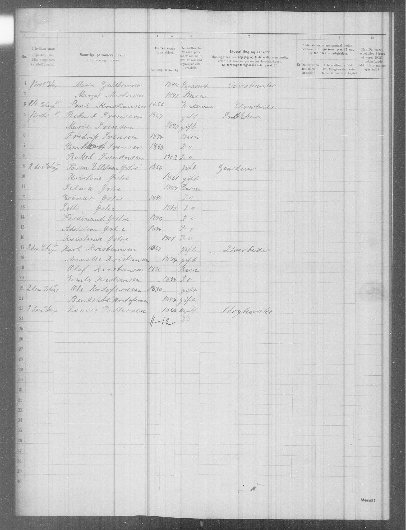 OBA, Municipal Census 1902 for Kristiania, 1902, p. 6504