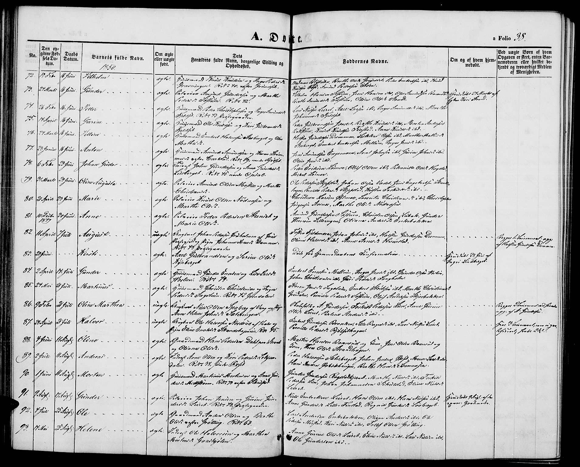 Elverum prestekontor, SAH/PREST-044/H/Ha/Hab/L0002: Parish register (copy) no. 2, 1845-1855, p. 38