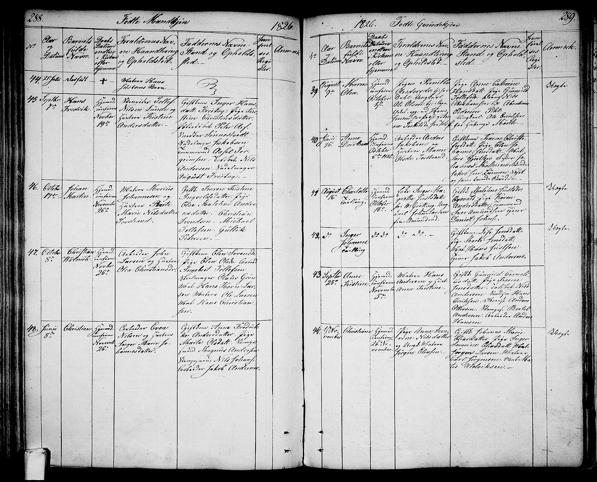 Larvik kirkebøker, SAKO/A-352/G/Ga/L0002: Parish register (copy) no. I 2, 1807-1830, p. 288-289