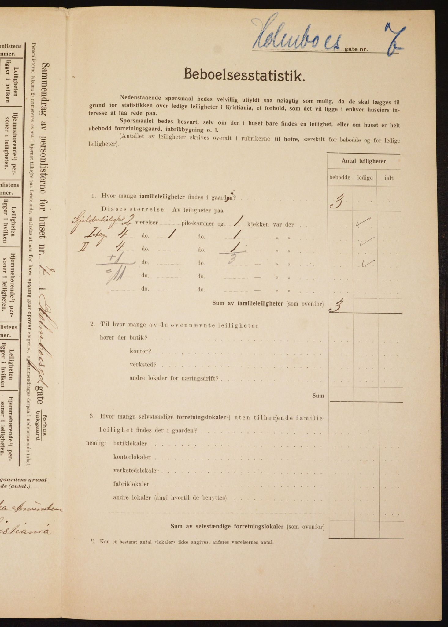 OBA, Municipal Census 1910 for Kristiania, 1910, p. 40039