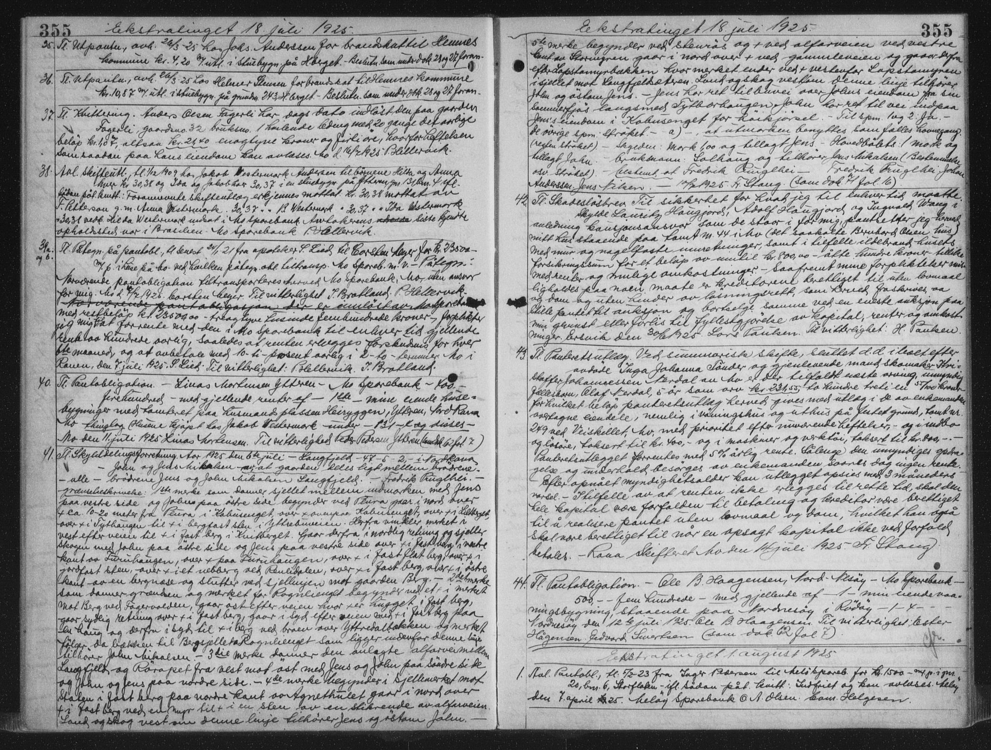 Rana sorenskriveri , AV/SAT-A-1108/1/2/2C/L0018: Mortgage book no. 18, 1923-1928, p. 355, Deed date: 01.08.1925