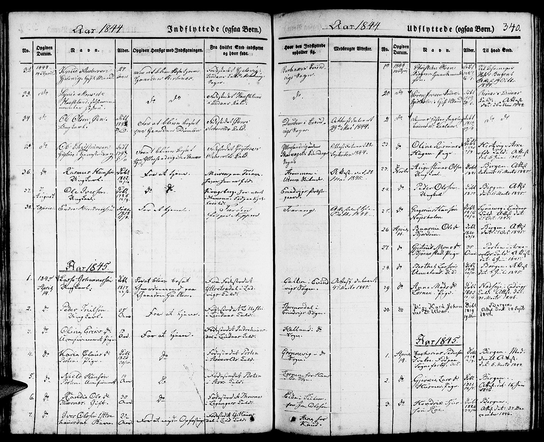 Gulen sokneprestembete, AV/SAB-A-80201/H/Haa/Haaa/L0020: Parish register (official) no. A 20, 1837-1847, p. 340