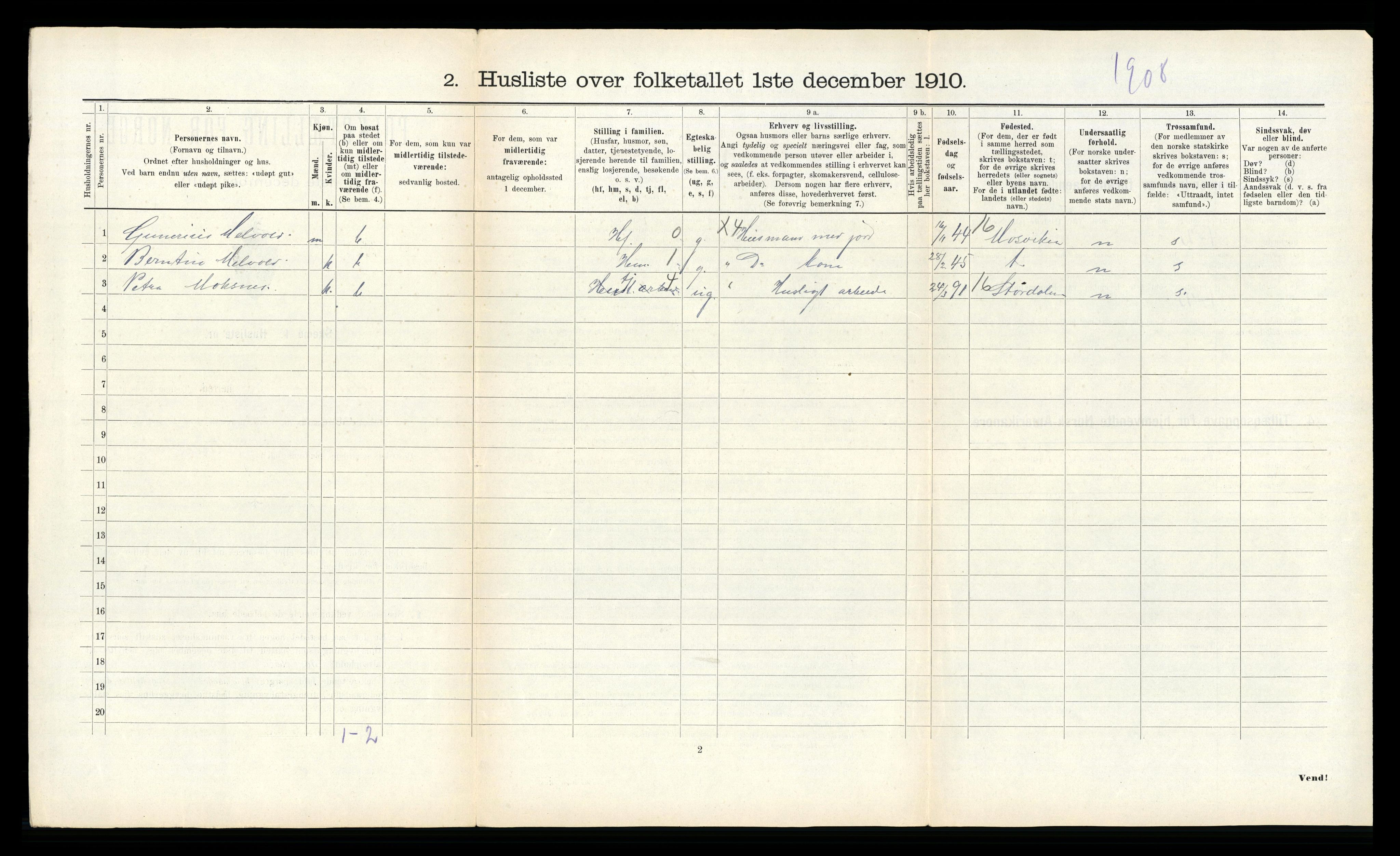 RA, 1910 census for Ytterøy, 1910, p. 186
