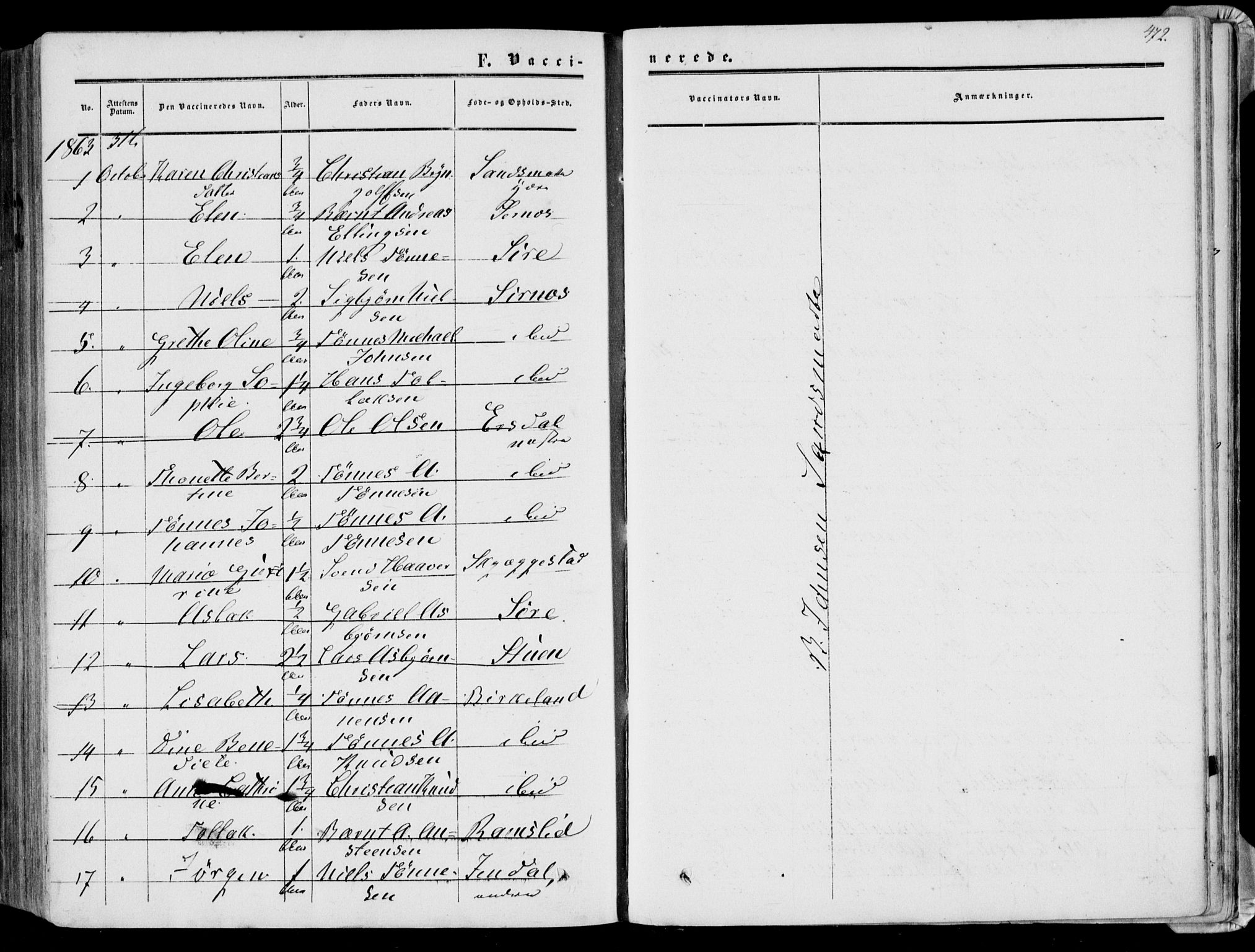 Bakke sokneprestkontor, SAK/1111-0002/F/Fa/Faa/L0006: Parish register (official) no. A 6, 1855-1877, p. 472
