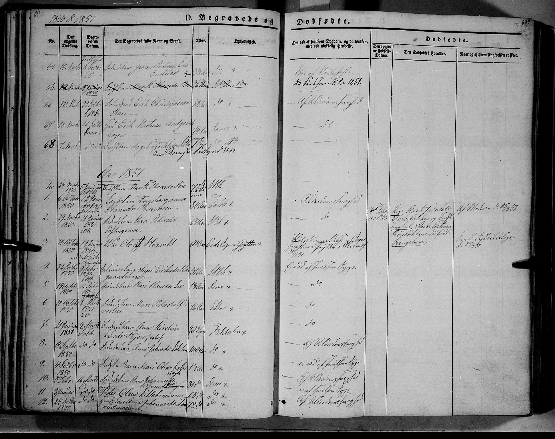 Lesja prestekontor, SAH/PREST-068/H/Ha/Haa/L0006: Parish register (official) no. 6B, 1843-1854, p. 698-699