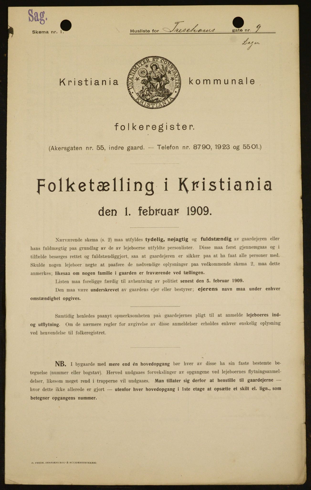 OBA, Municipal Census 1909 for Kristiania, 1909, p. 104830