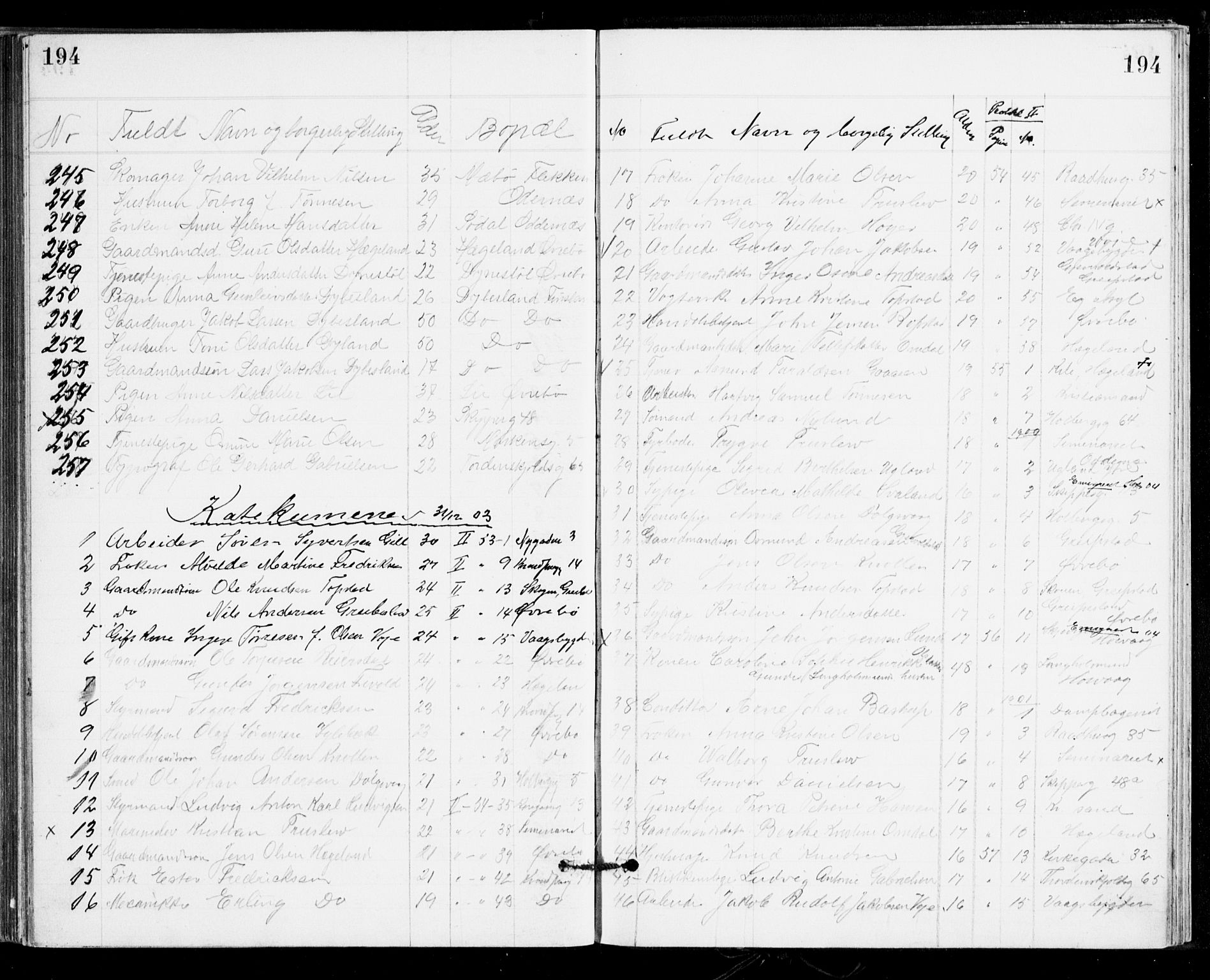 Den evangelisk-lutherske frikirke, Kristiansand, SAK/1292-0017/F/Fa/L0002: Dissenter register no. F 10, 1889-1892, p. 194