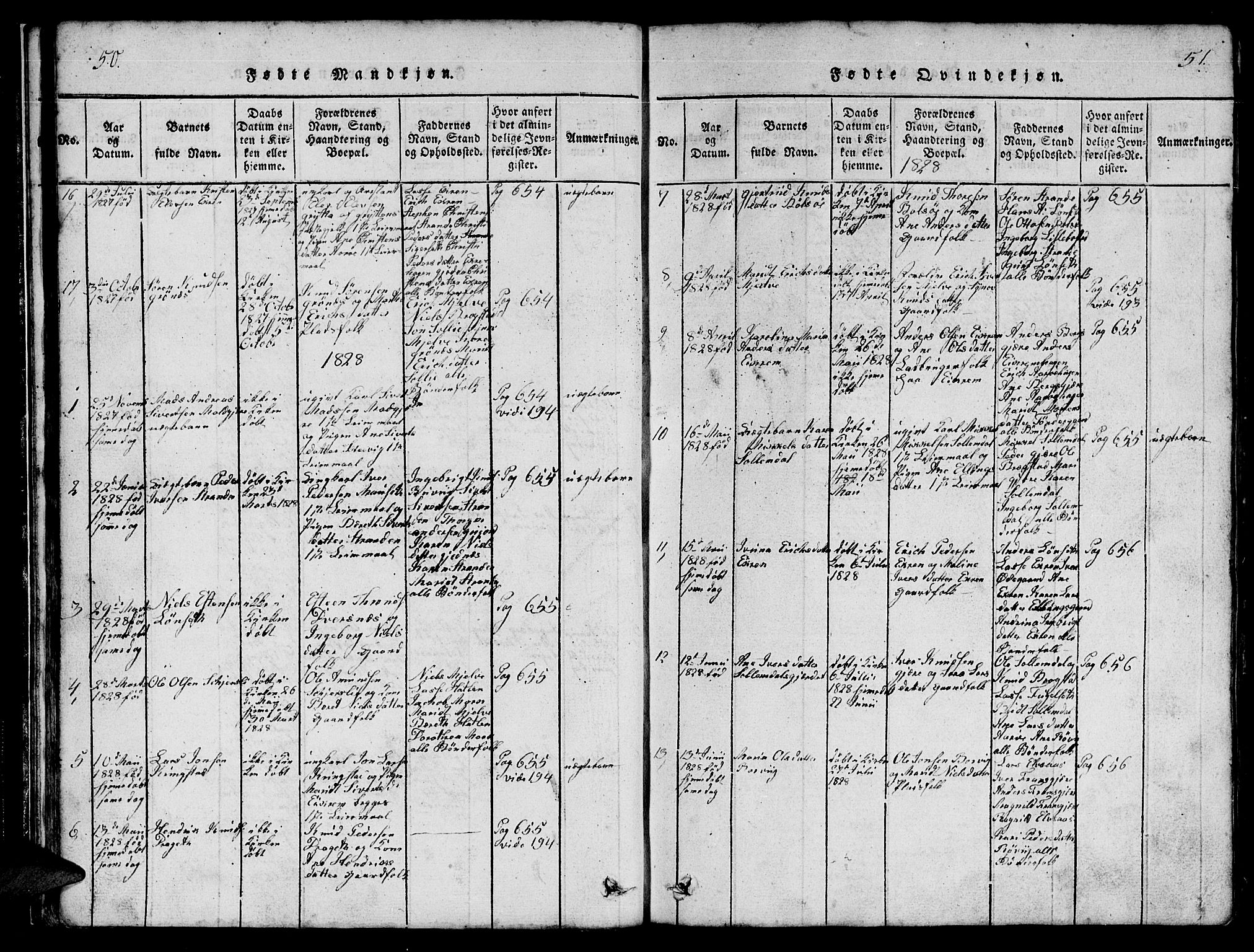 Ministerialprotokoller, klokkerbøker og fødselsregistre - Møre og Romsdal, SAT/A-1454/555/L0665: Parish register (copy) no. 555C01, 1818-1868, p. 50-51