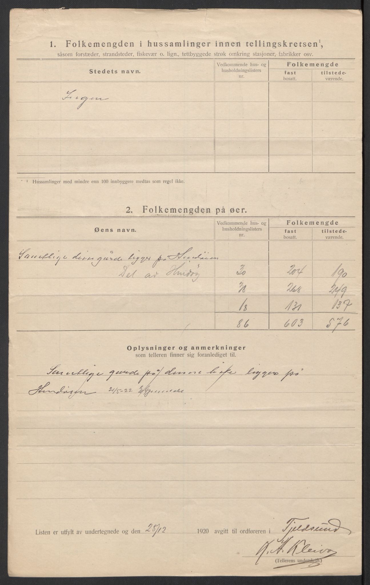 SAT, 1920 census for Tjeldsund, 1920, p. 25