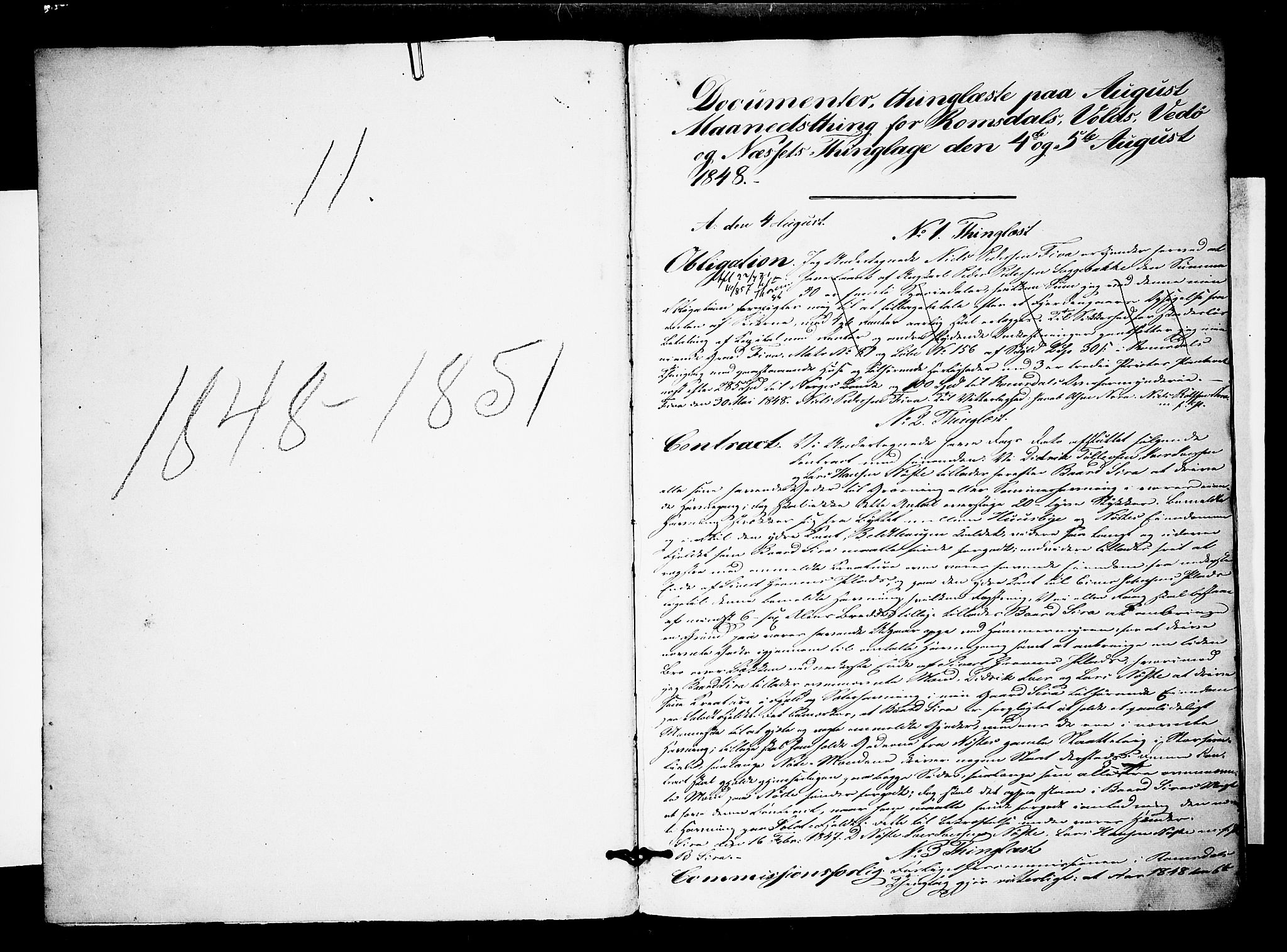 Romsdal sorenskriveri, SAT/A-4149/1/2/2C/L0013: Mortgage book no. 11, 1848-1851, p. 1