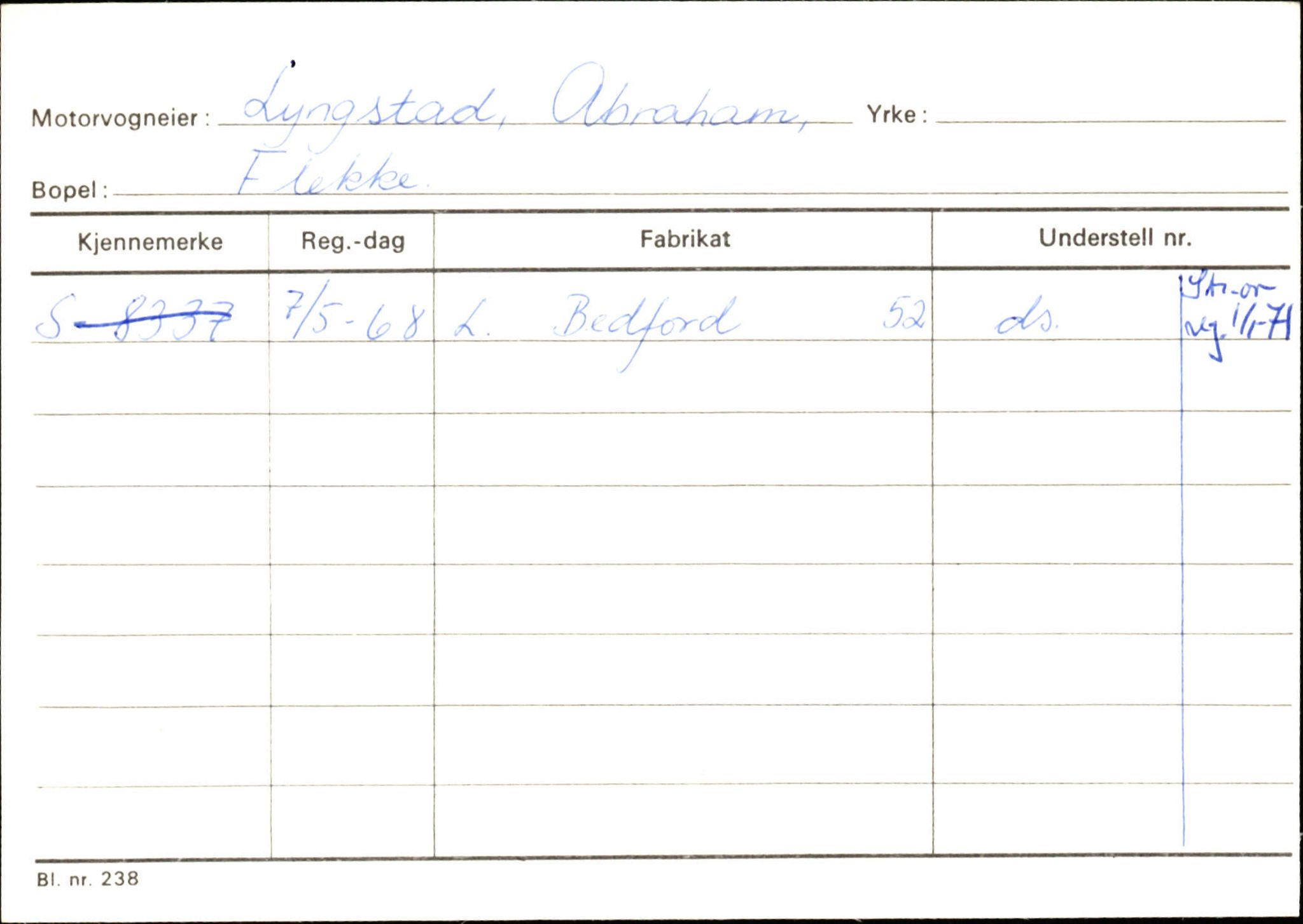 Statens vegvesen, Sogn og Fjordane vegkontor, AV/SAB-A-5301/4/F/L0125: Eigarregister Sogndal V-Å. Aurland A-Å. Fjaler A-N, 1945-1975, p. 2500