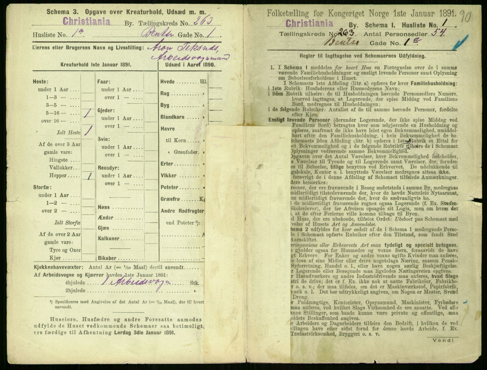 RA, 1891 census for 0301 Kristiania, 1891, p. 159612