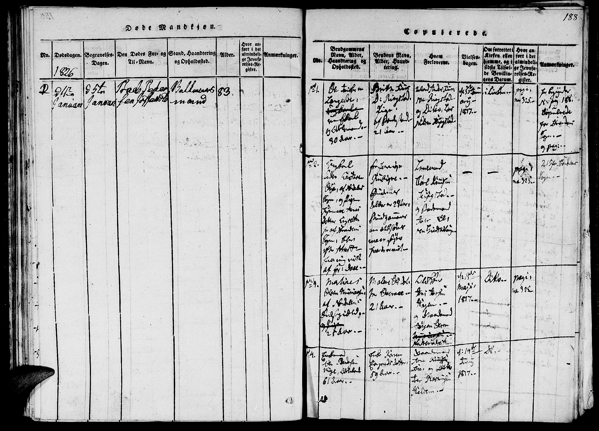 Ministerialprotokoller, klokkerbøker og fødselsregistre - Møre og Romsdal, SAT/A-1454/520/L0273: Parish register (official) no. 520A03, 1817-1826, p. 188