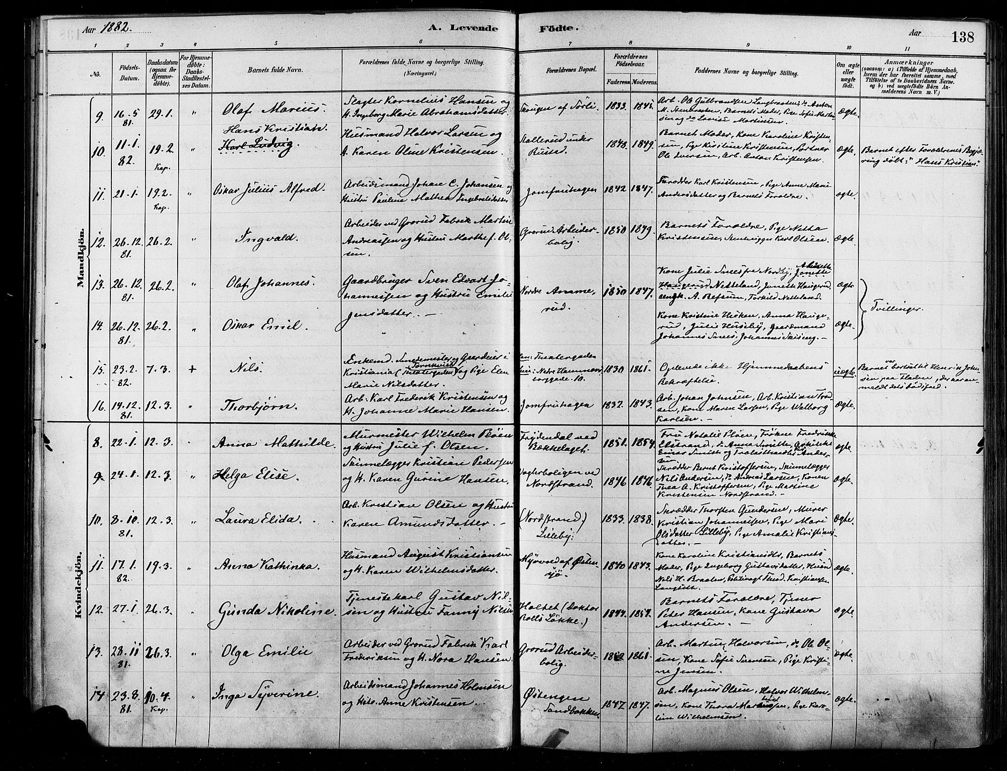 Østre Aker prestekontor Kirkebøker, AV/SAO-A-10840/F/Fa/L0006: Parish register (official) no. I 5, 1879-1882, p. 138