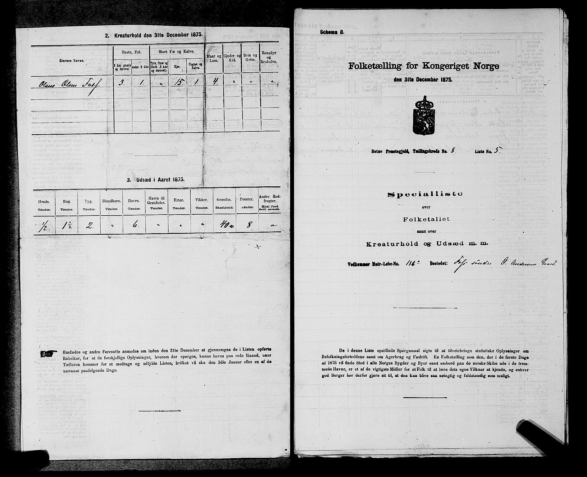 SAKO, 1875 census for 0715P Botne, 1875, p. 642