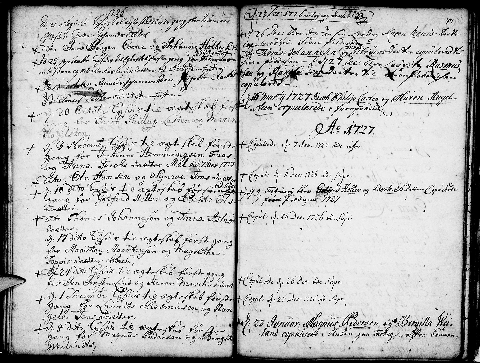 Nykirken Sokneprestembete, AV/SAB-A-77101/H/Haa/L0007: Parish register (official) no. A 7, 1719-1781, p. 47