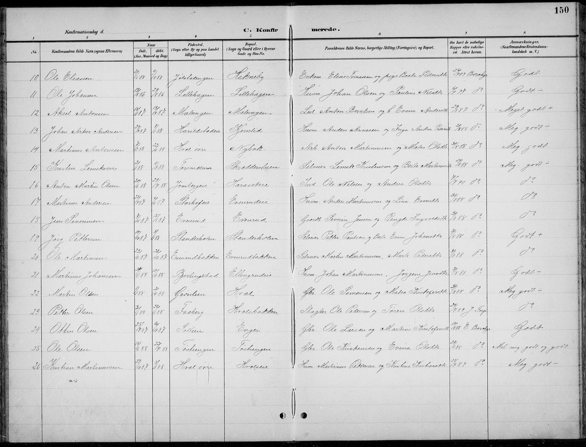 Romedal prestekontor, AV/SAH-PREST-004/L/L0013: Parish register (copy) no. 13, 1896-1937, p. 150