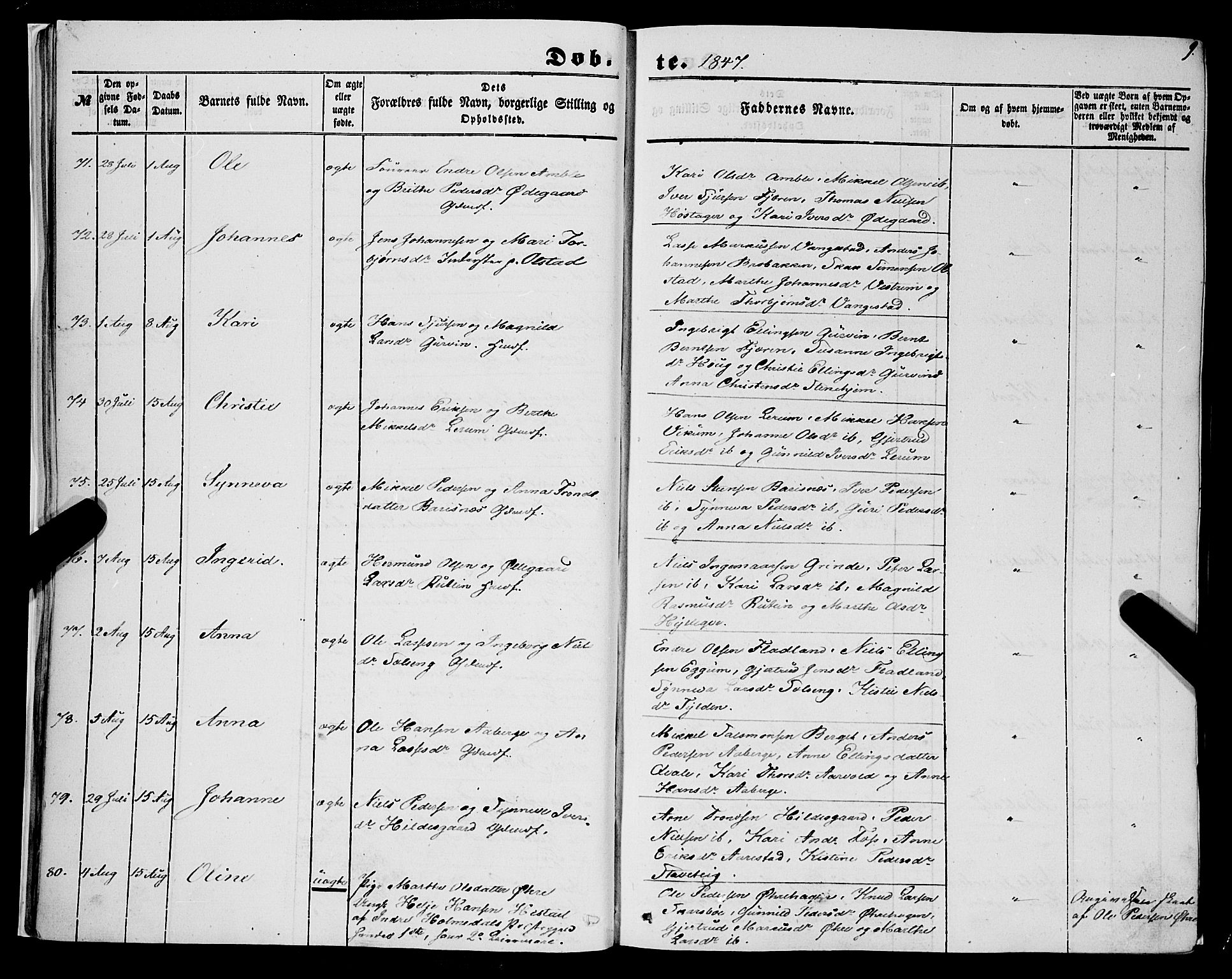 Sogndal sokneprestembete, SAB/A-81301/H/Haa/Haaa/L0012I: Parish register (official) no. A 12I, 1847-1859, p. 9