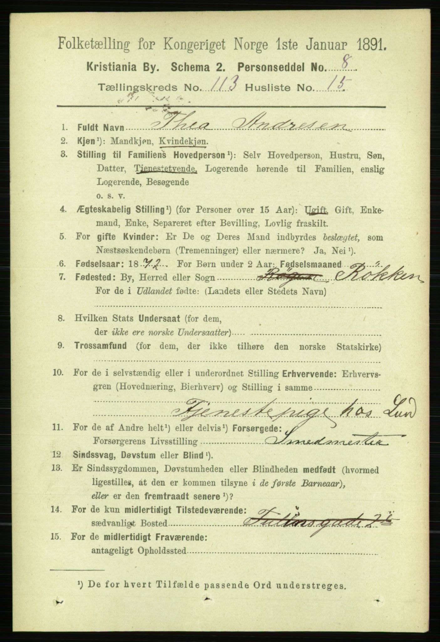 RA, 1891 census for 0301 Kristiania, 1891, p. 60405