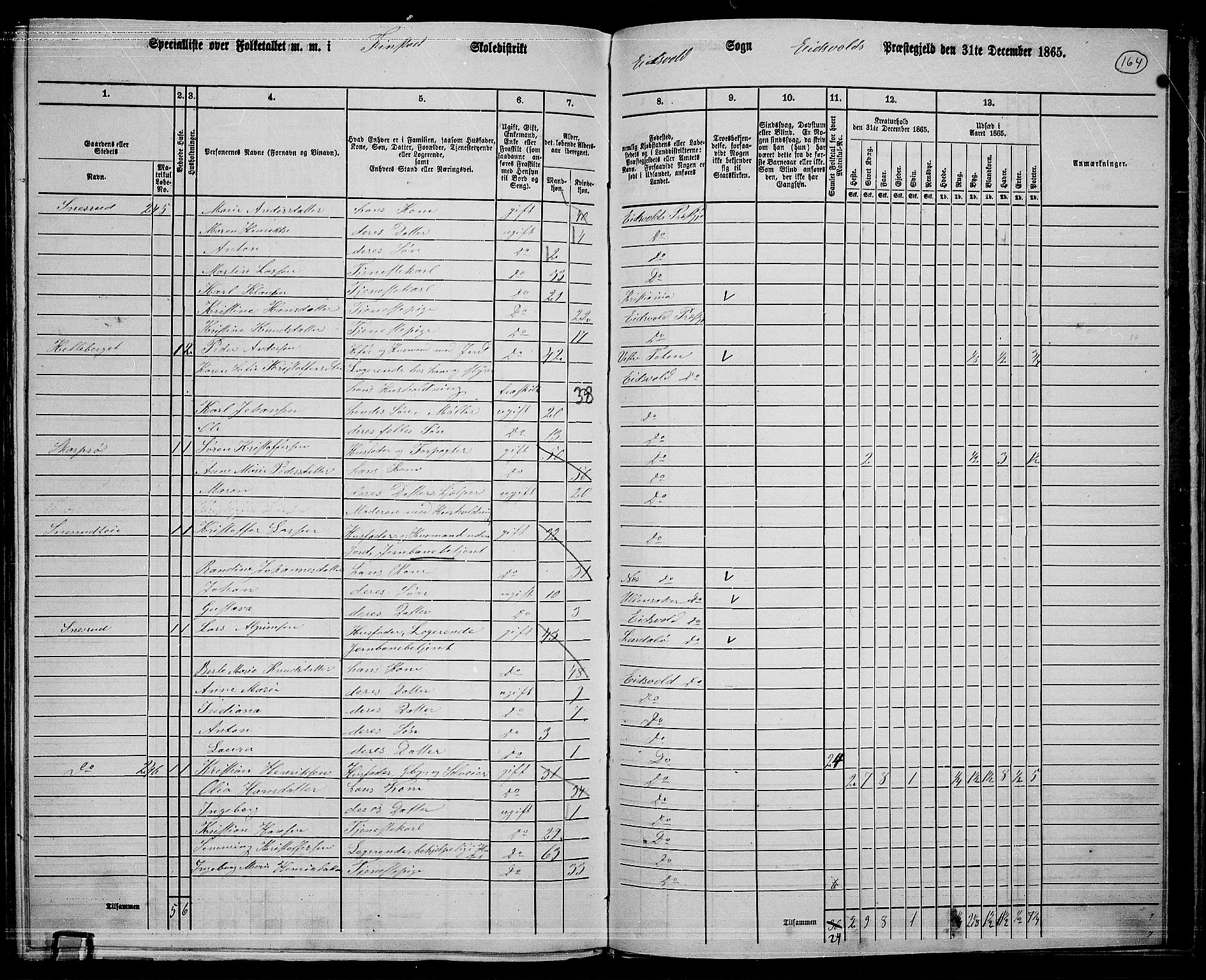 RA, 1865 census for Eidsvoll, 1865, p. 143