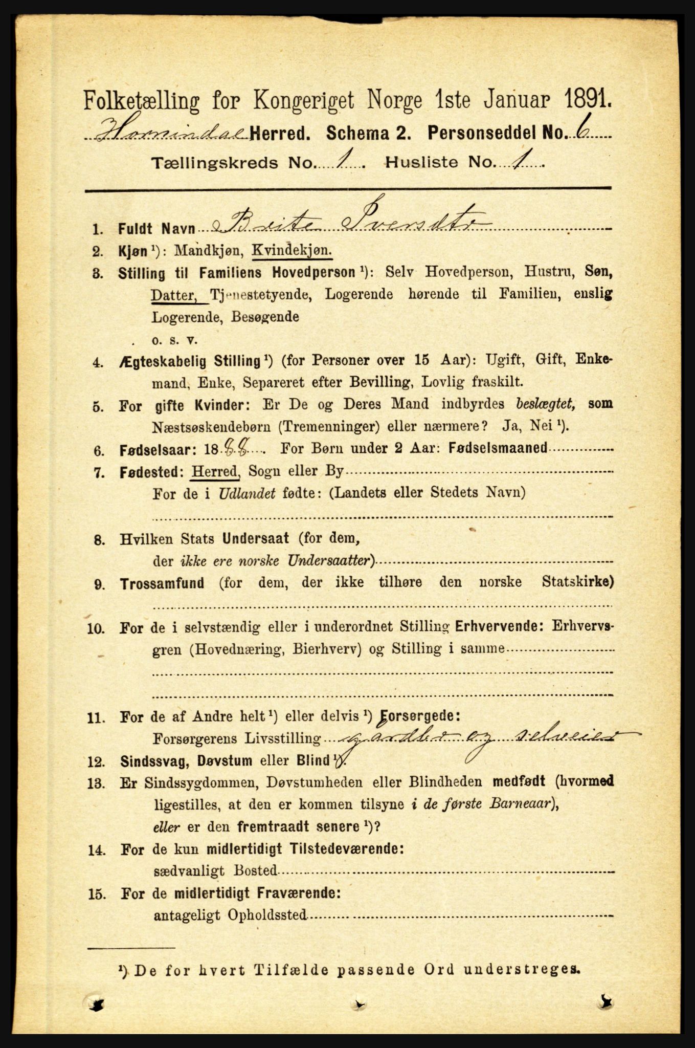 RA, 1891 census for 1444 Hornindal, 1891, p. 66