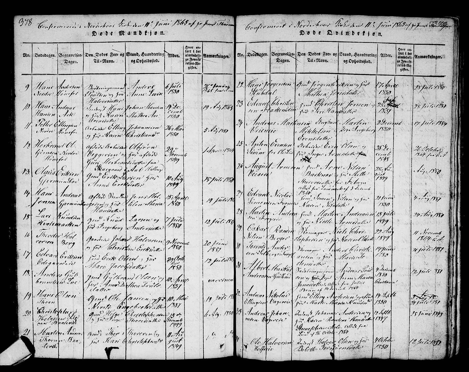 Norderhov kirkebøker, SAKO/A-237/G/Ga/L0002: Parish register (copy) no. I 2, 1814-1867, p. 378-379