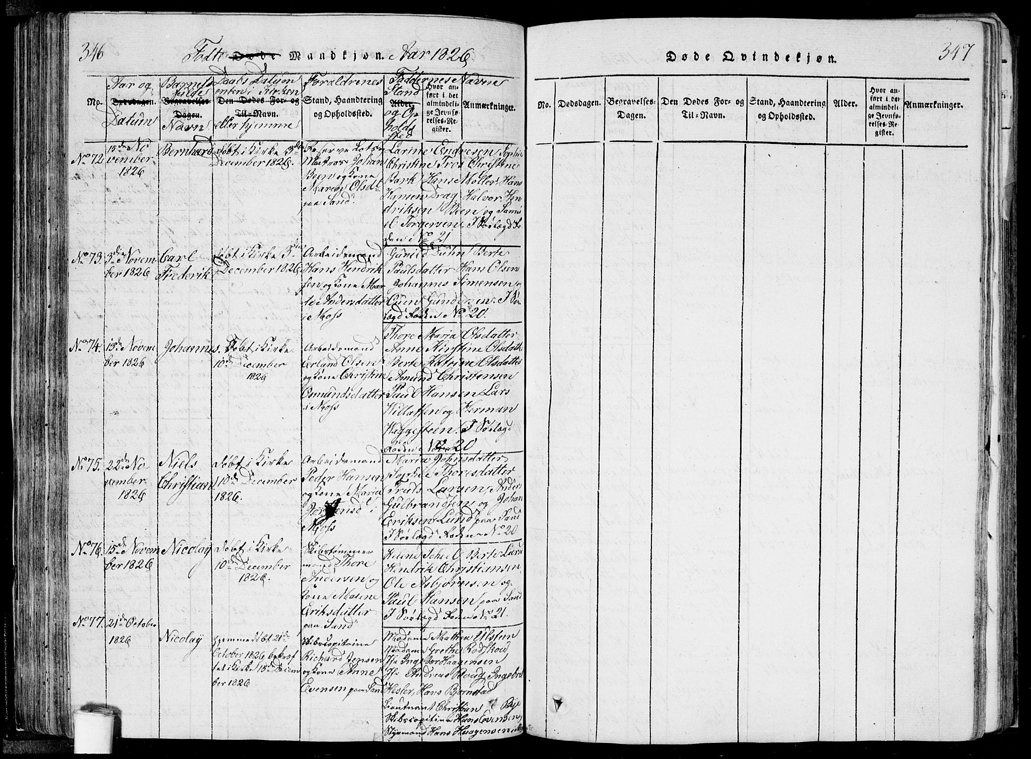 Moss prestekontor Kirkebøker, AV/SAO-A-2003/F/Fa/L0005: Parish register (official) no. I 5, 1814-1828, p. 346-347
