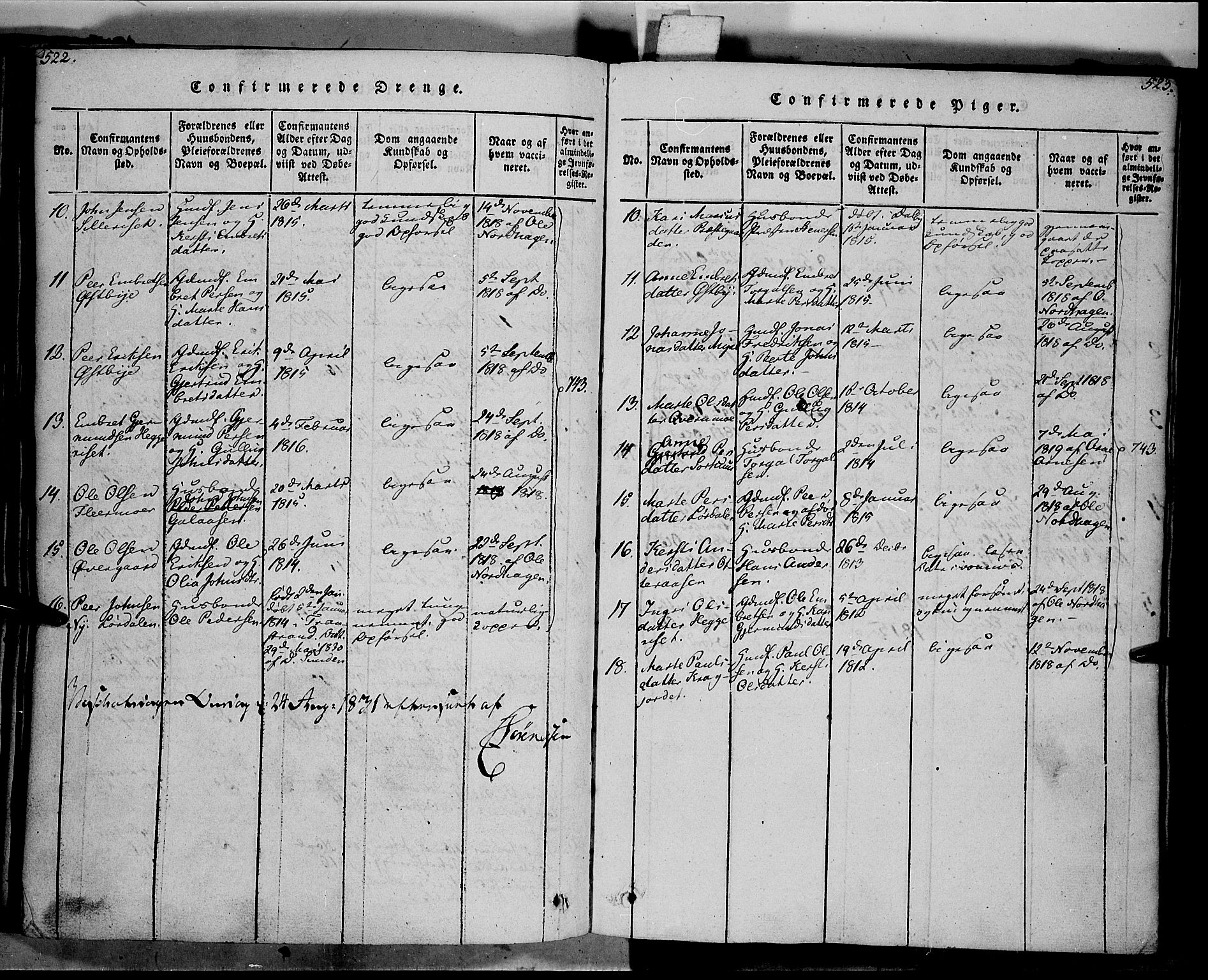 Trysil prestekontor, AV/SAH-PREST-046/H/Ha/Haa/L0003: Parish register (official) no. 3 /1, 1814-1841, p. 522-523