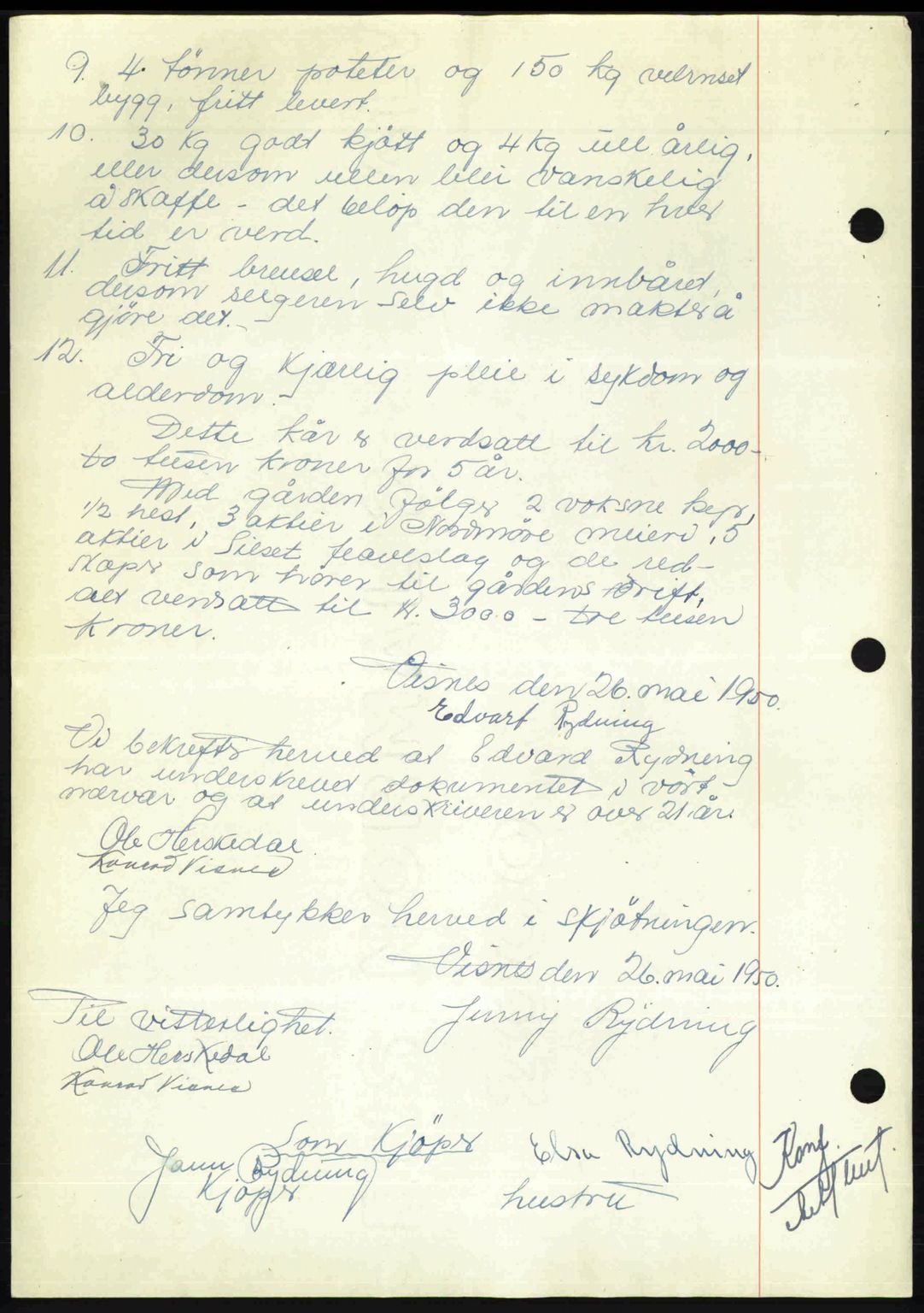 Nordmøre sorenskriveri, AV/SAT-A-4132/1/2/2Ca: Mortgage book no. A115, 1950-1950, Diary no: : 1952/1950