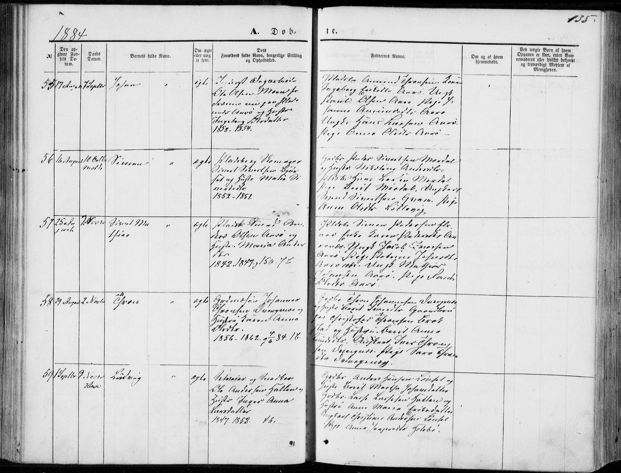 Ministerialprotokoller, klokkerbøker og fødselsregistre - Møre og Romsdal, SAT/A-1454/555/L0655: Parish register (official) no. 555A05, 1869-1886, p. 135