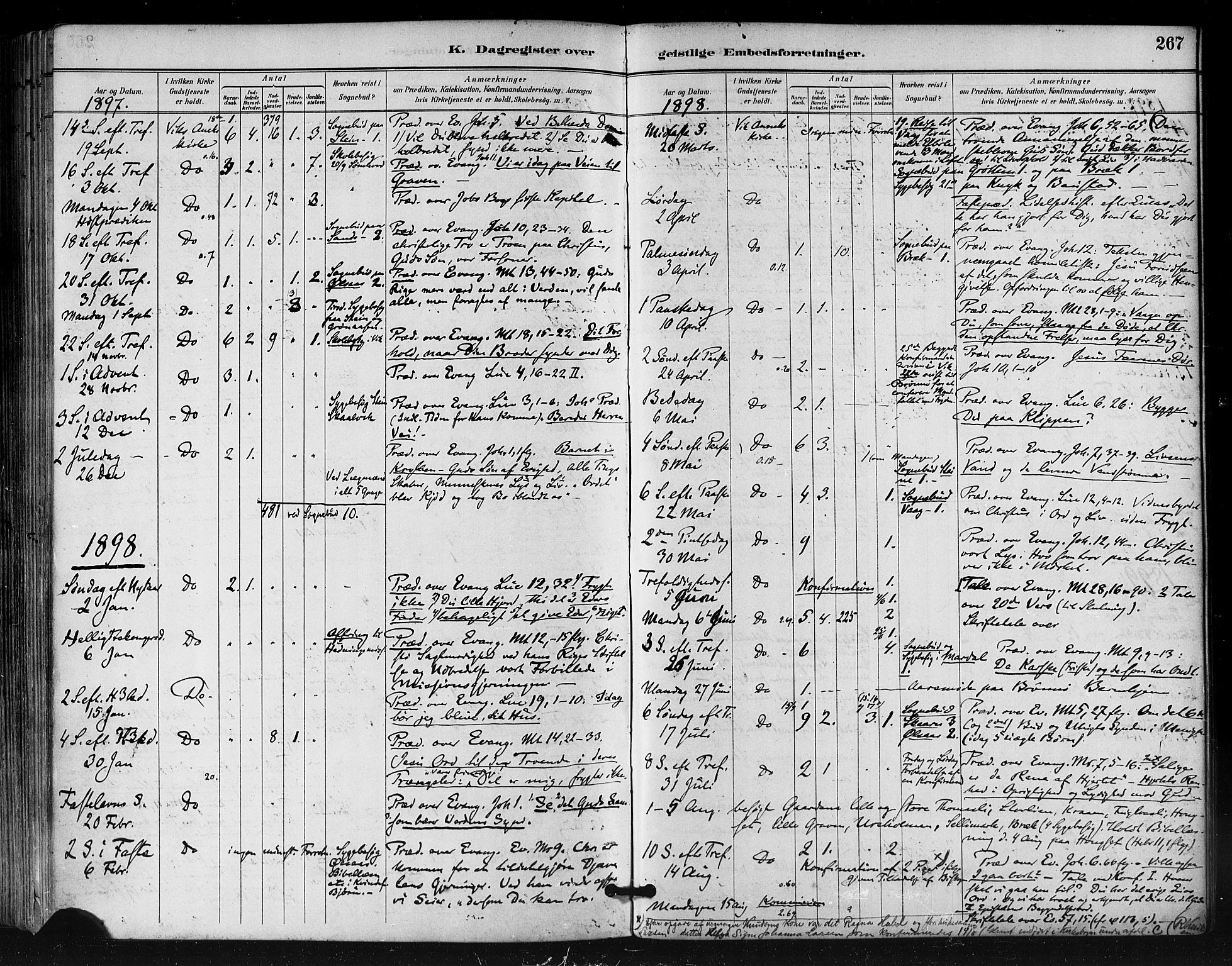 Ministerialprotokoller, klokkerbøker og fødselsregistre - Nordland, SAT/A-1459/812/L0178: Parish register (official) no. 812A07, 1886-1900, p. 267