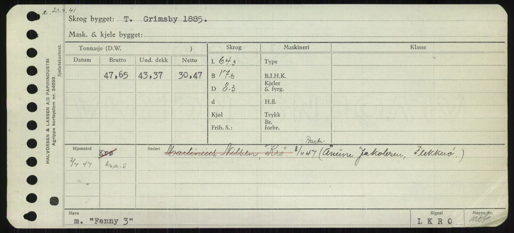 Sjøfartsdirektoratet med forløpere, Skipsmålingen, RA/S-1627/H/Ha/L0002/0001: Fartøy, Eik-Hill / Fartøy, Eik-F, p. 297