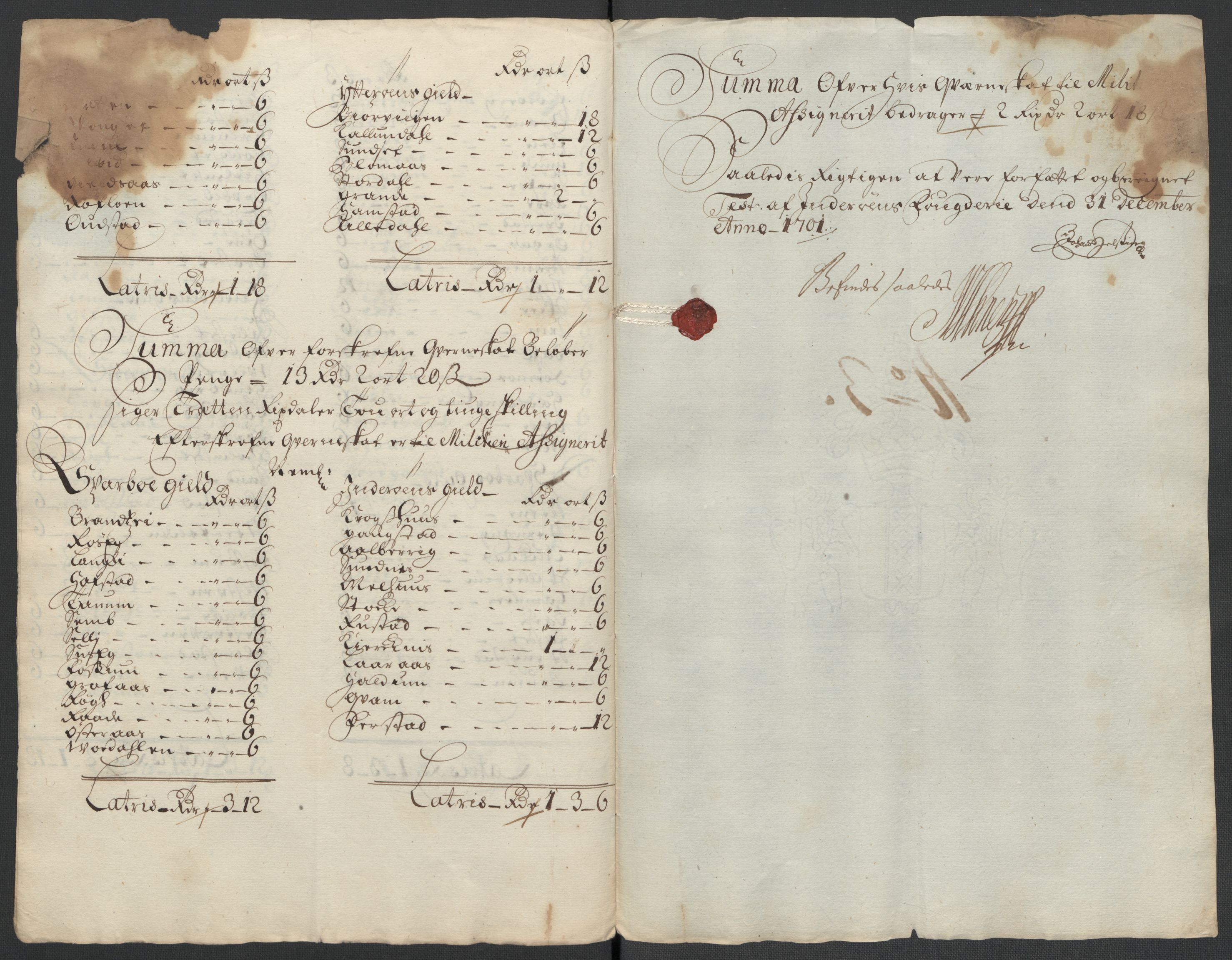 Rentekammeret inntil 1814, Reviderte regnskaper, Fogderegnskap, AV/RA-EA-4092/R63/L4312: Fogderegnskap Inderøy, 1701-1702, p. 28