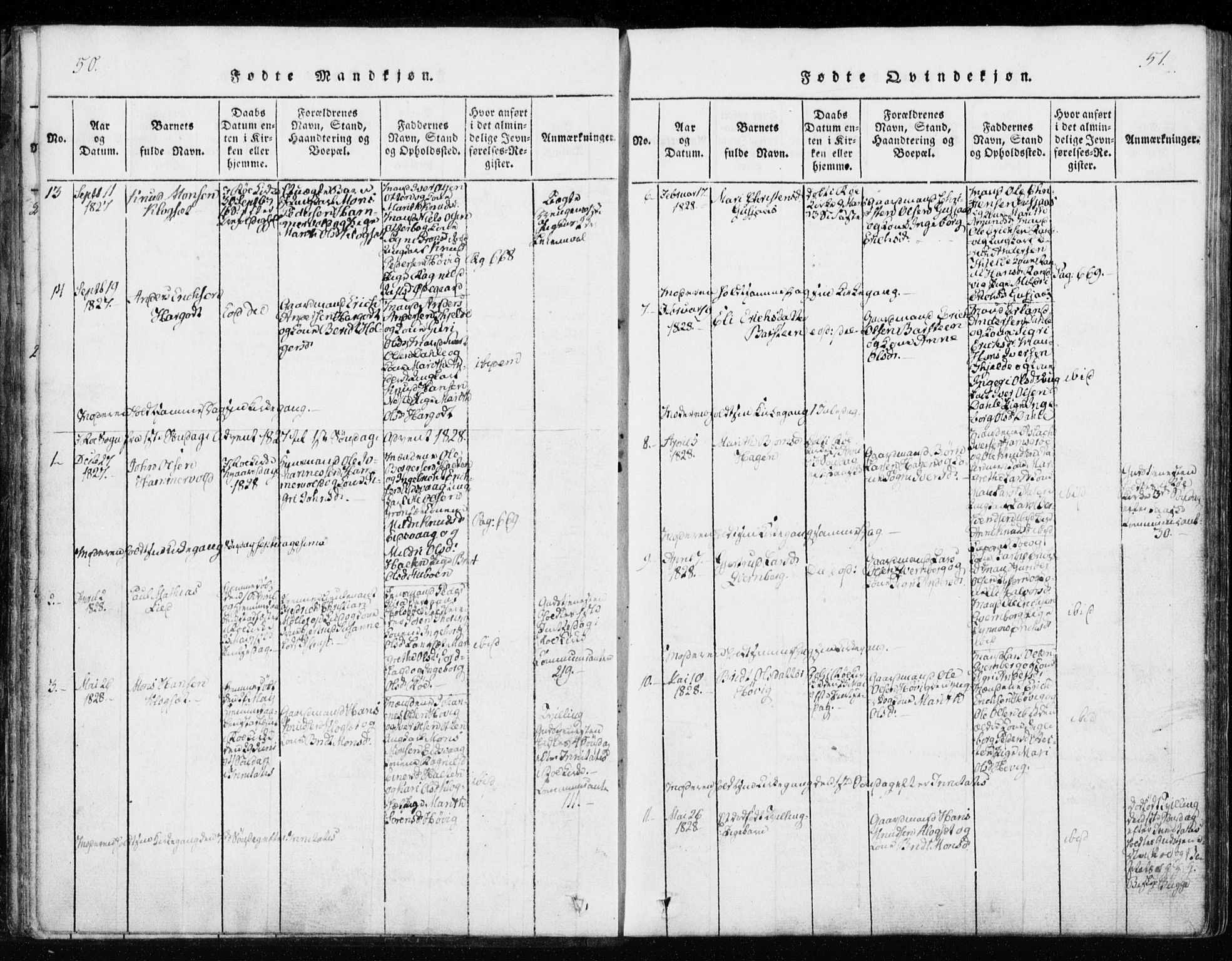 Ministerialprotokoller, klokkerbøker og fødselsregistre - Møre og Romsdal, SAT/A-1454/551/L0623: Parish register (official) no. 551A03, 1818-1831, p. 50-51