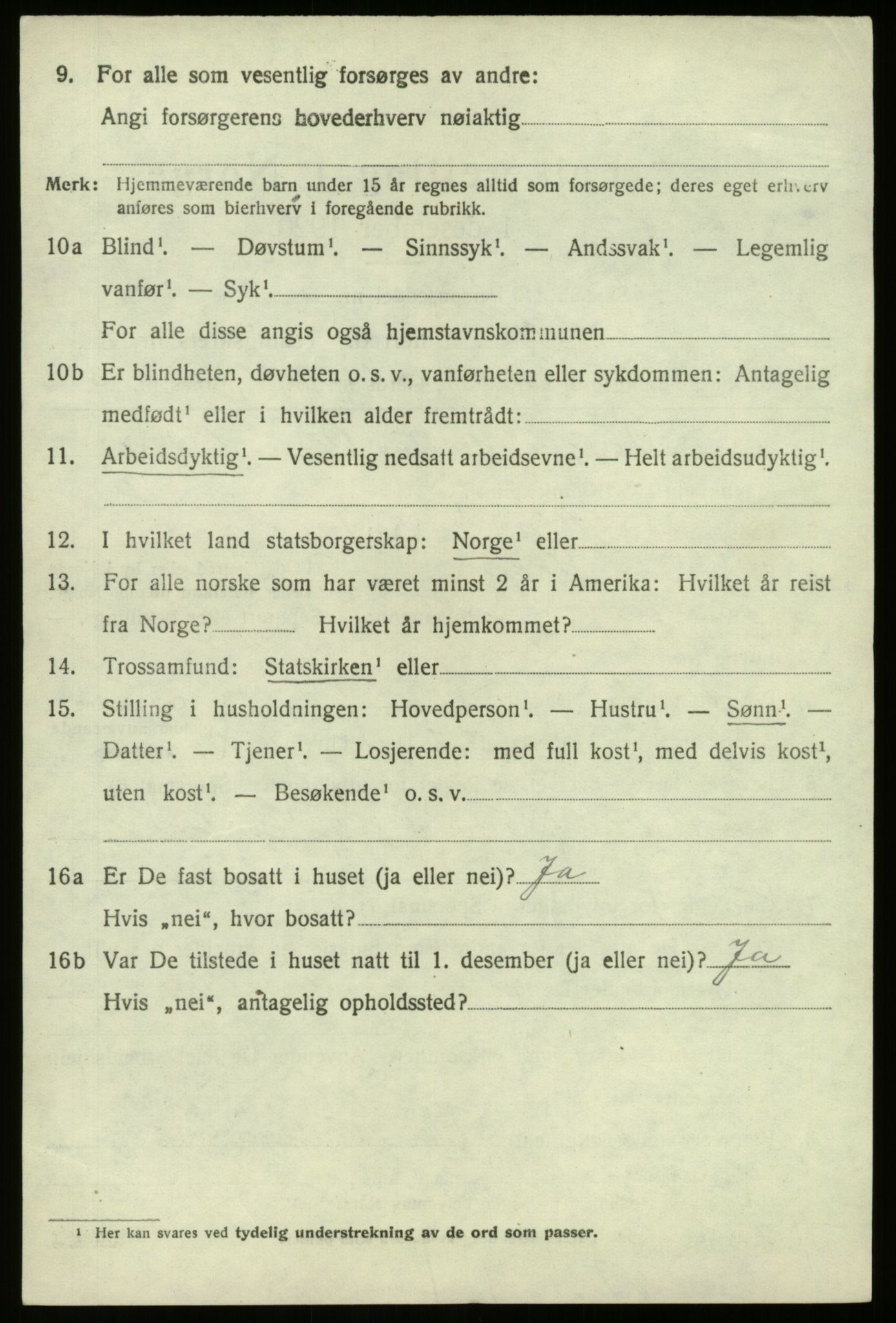 SAB, 1920 census for Selje, 1920, p. 1526