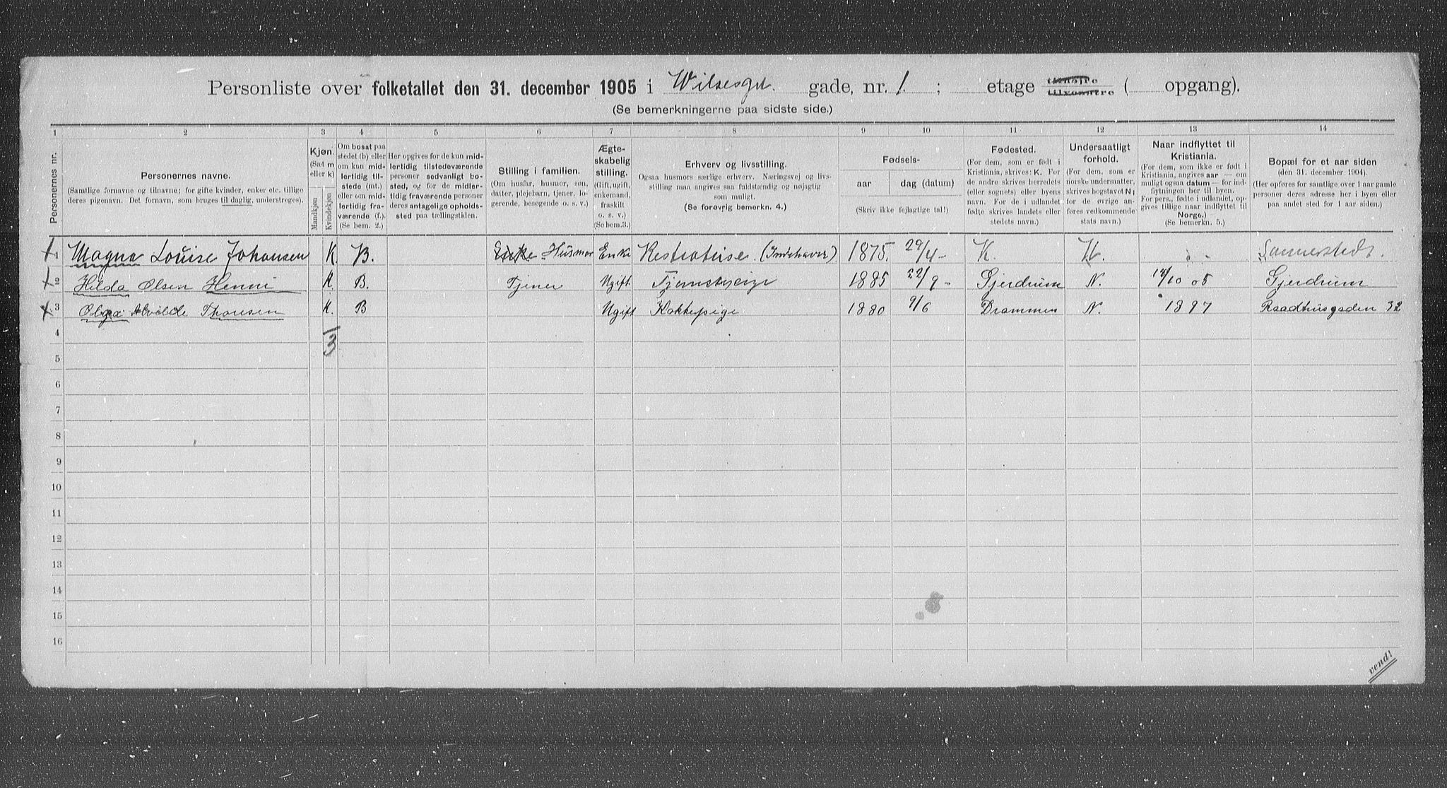 OBA, Municipal Census 1905 for Kristiania, 1905, p. 67427