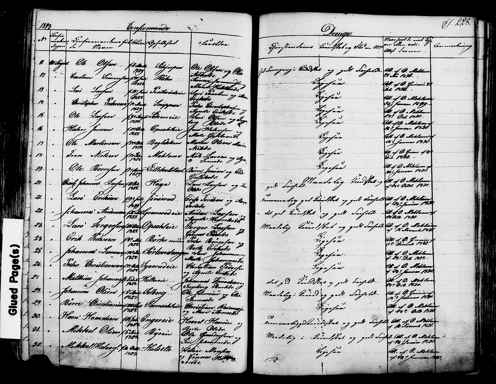 Ringsaker prestekontor, SAH/PREST-014/K/Ka/L0008: Parish register (official) no. 8, 1837-1850, p. 228