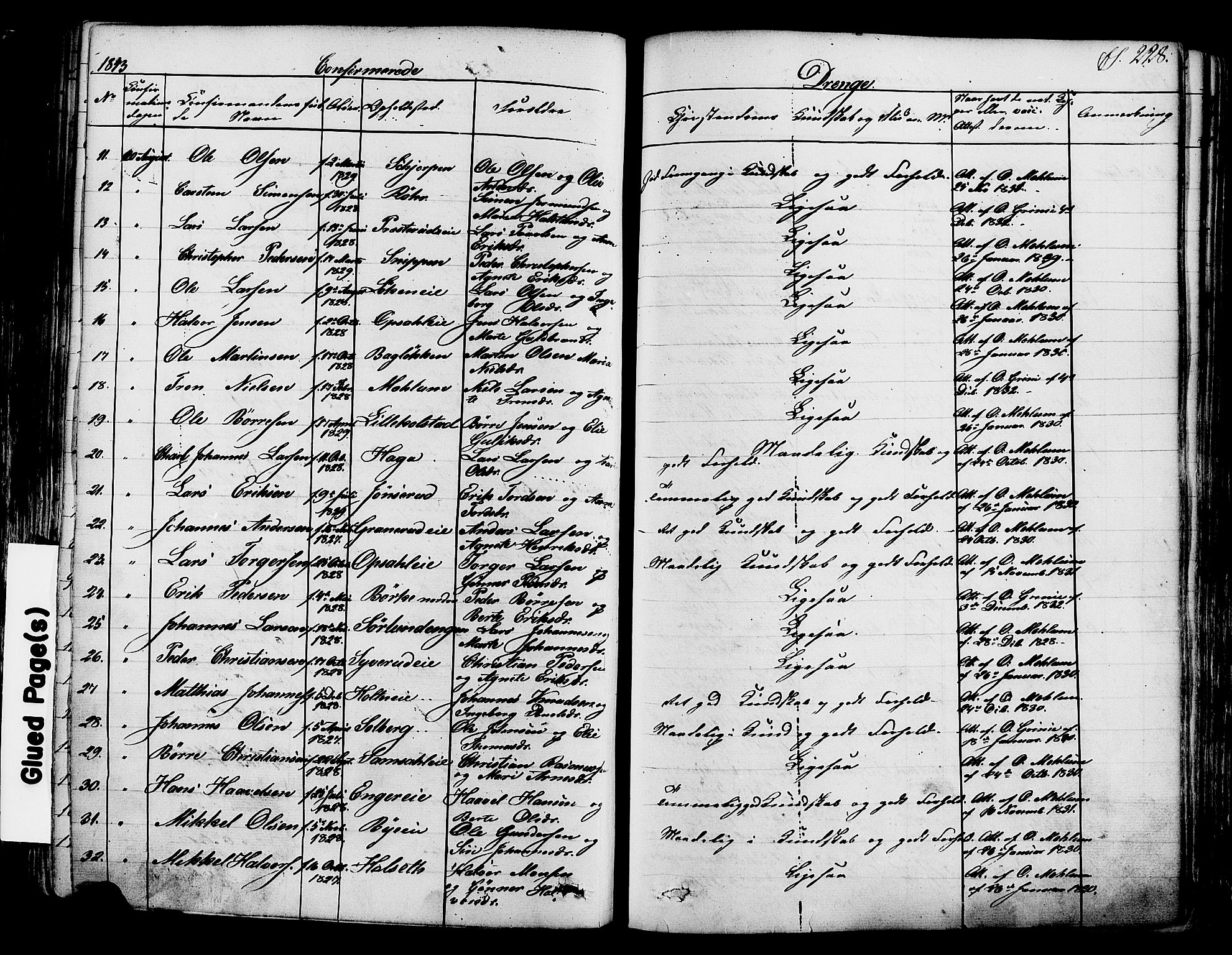 Ringsaker prestekontor, AV/SAH-PREST-014/K/Ka/L0008: Parish register (official) no. 8, 1837-1850, p. 228