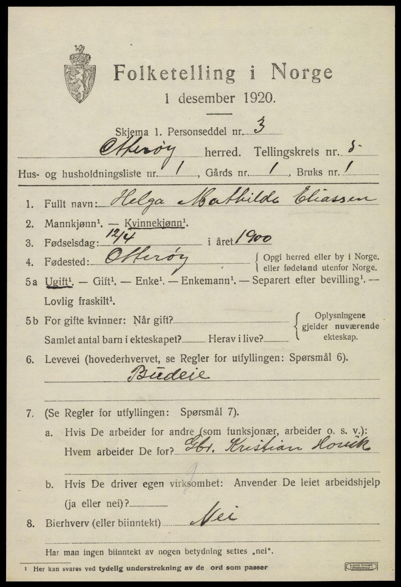 SAT, 1920 census for Otterøy, 1920, p. 1959