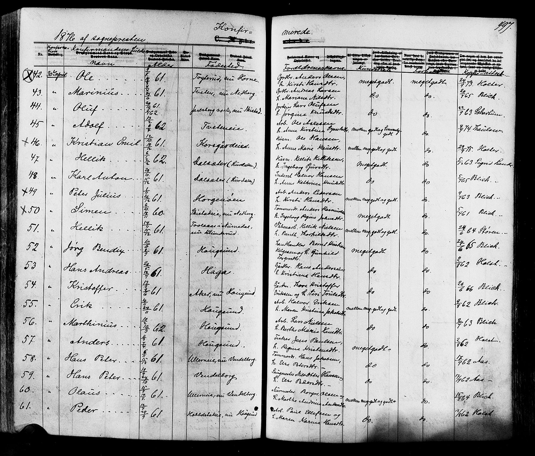 Eiker kirkebøker, AV/SAKO-A-4/F/Fa/L0017: Parish register (official) no. I 17, 1869-1877, p. 497