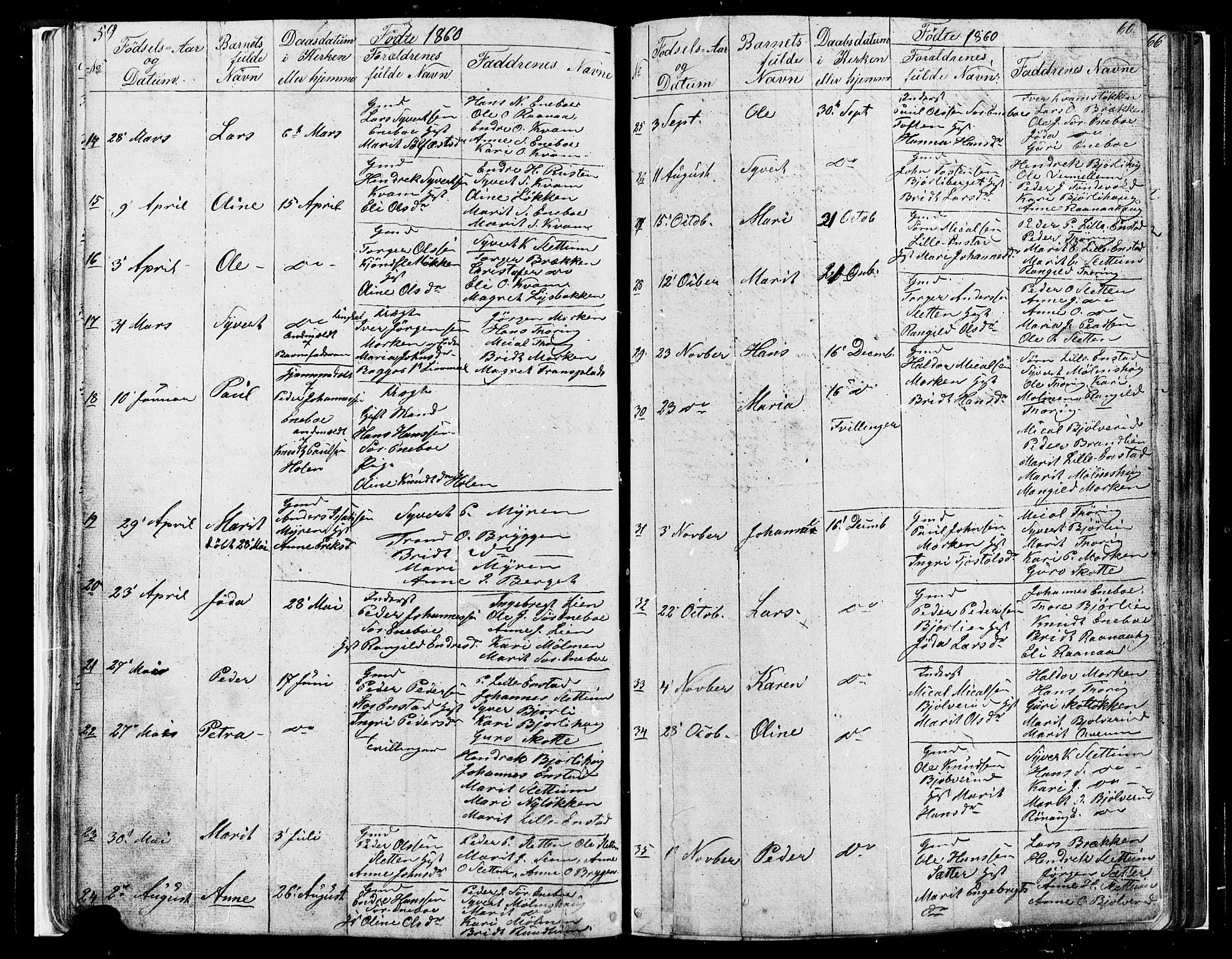 Lesja prestekontor, SAH/PREST-068/H/Ha/Hab/L0004: Parish register (copy) no. 4, 1842-1871, p. 59-60