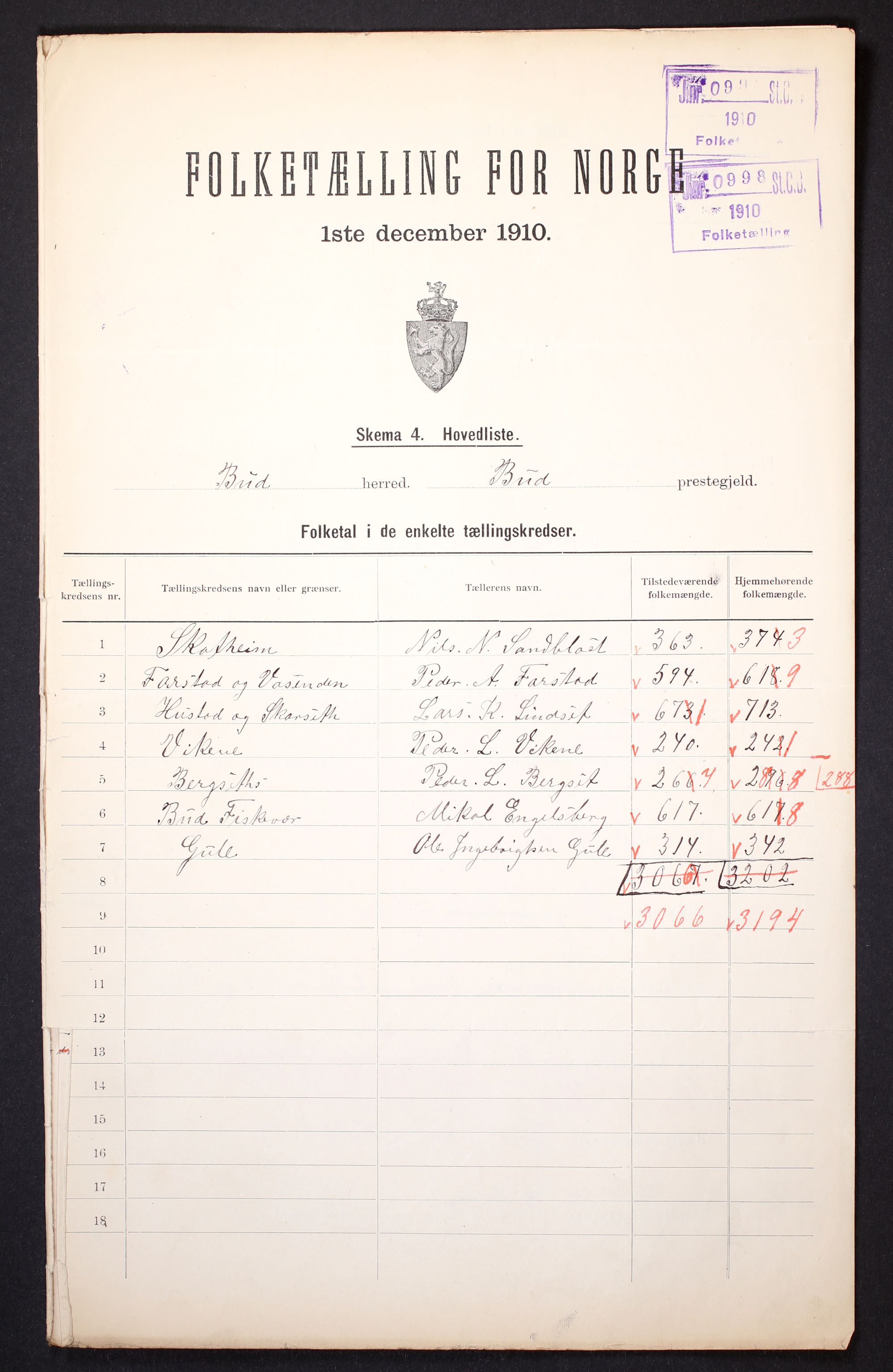 RA, 1910 census for Bud, 1910, p. 2