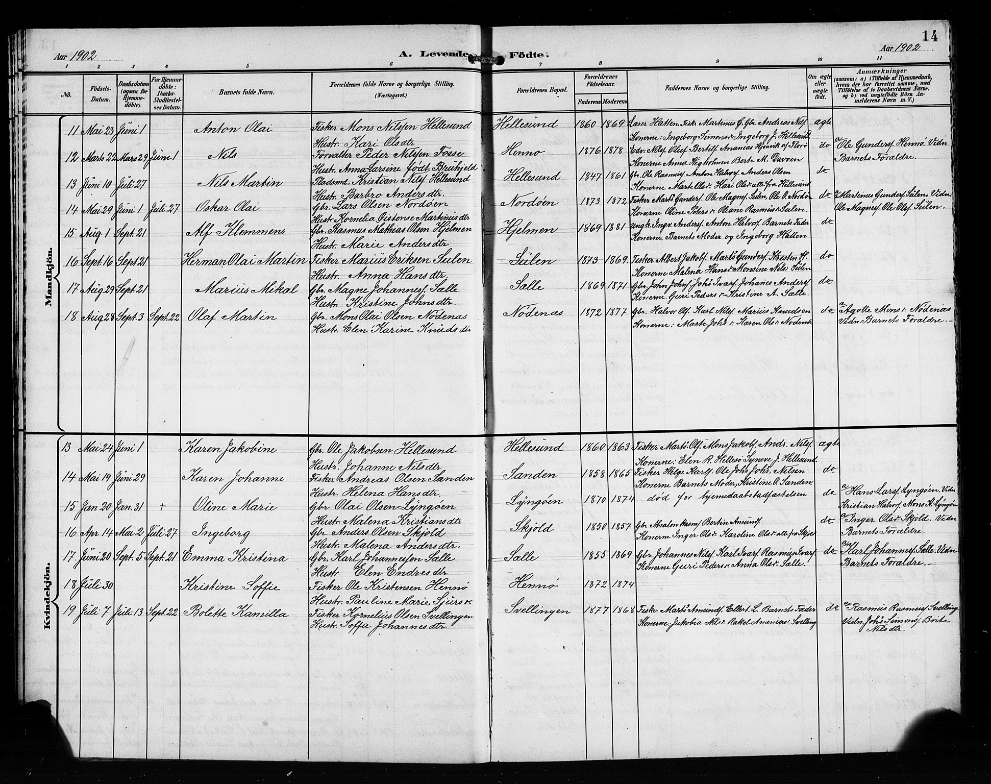Manger sokneprestembete, SAB/A-76801/H/Hab: Parish register (copy) no. C 1, 1897-1908, p. 14