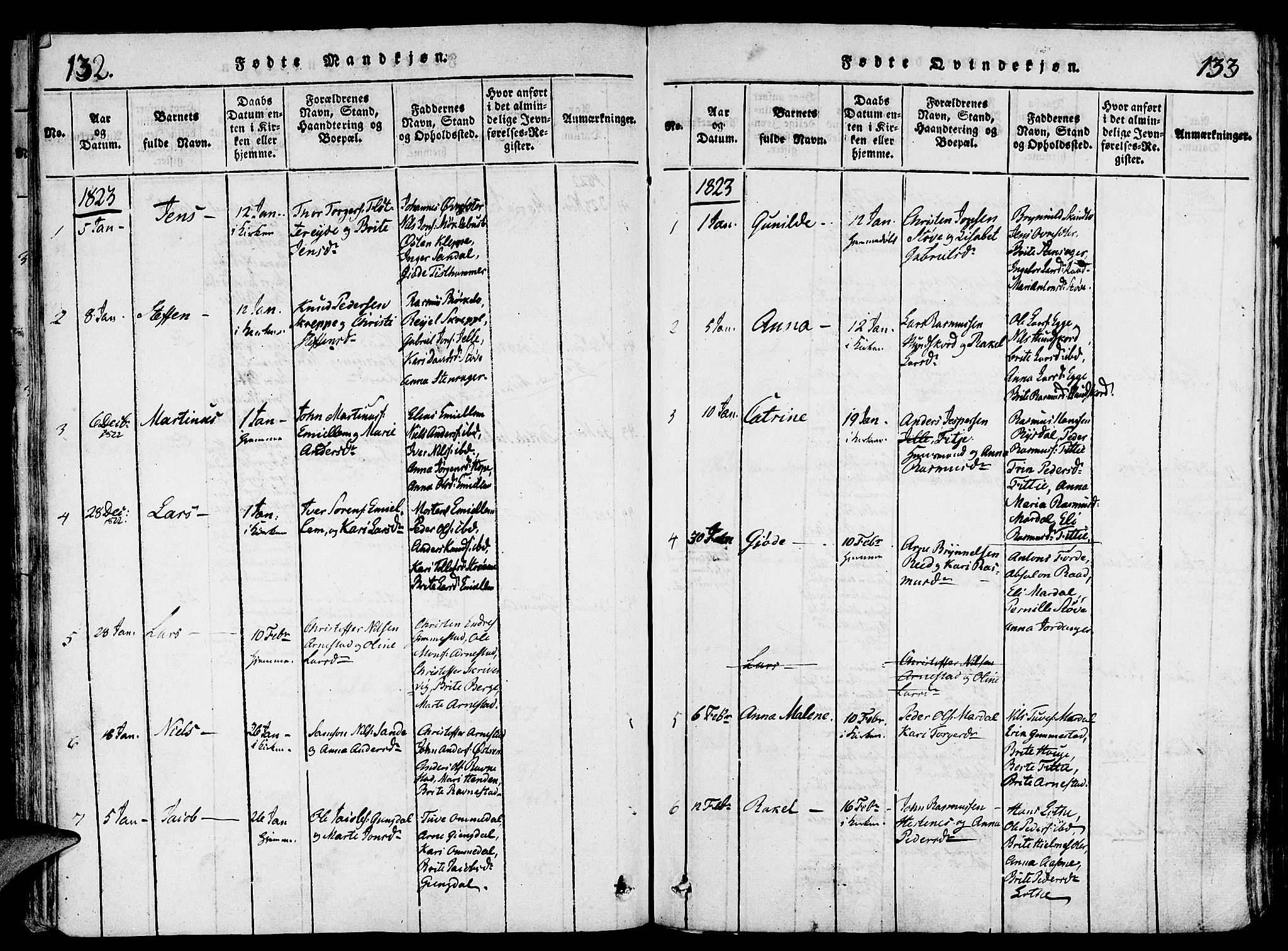 Gloppen sokneprestembete, AV/SAB-A-80101/H/Haa/Haaa/L0006: Parish register (official) no. A 6, 1816-1826, p. 132-133