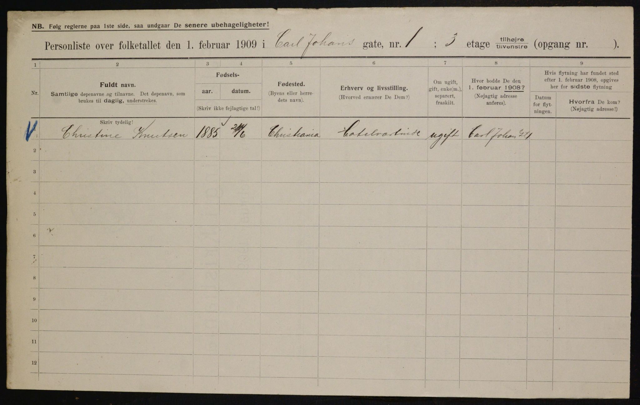 OBA, Municipal Census 1909 for Kristiania, 1909, p. 44418