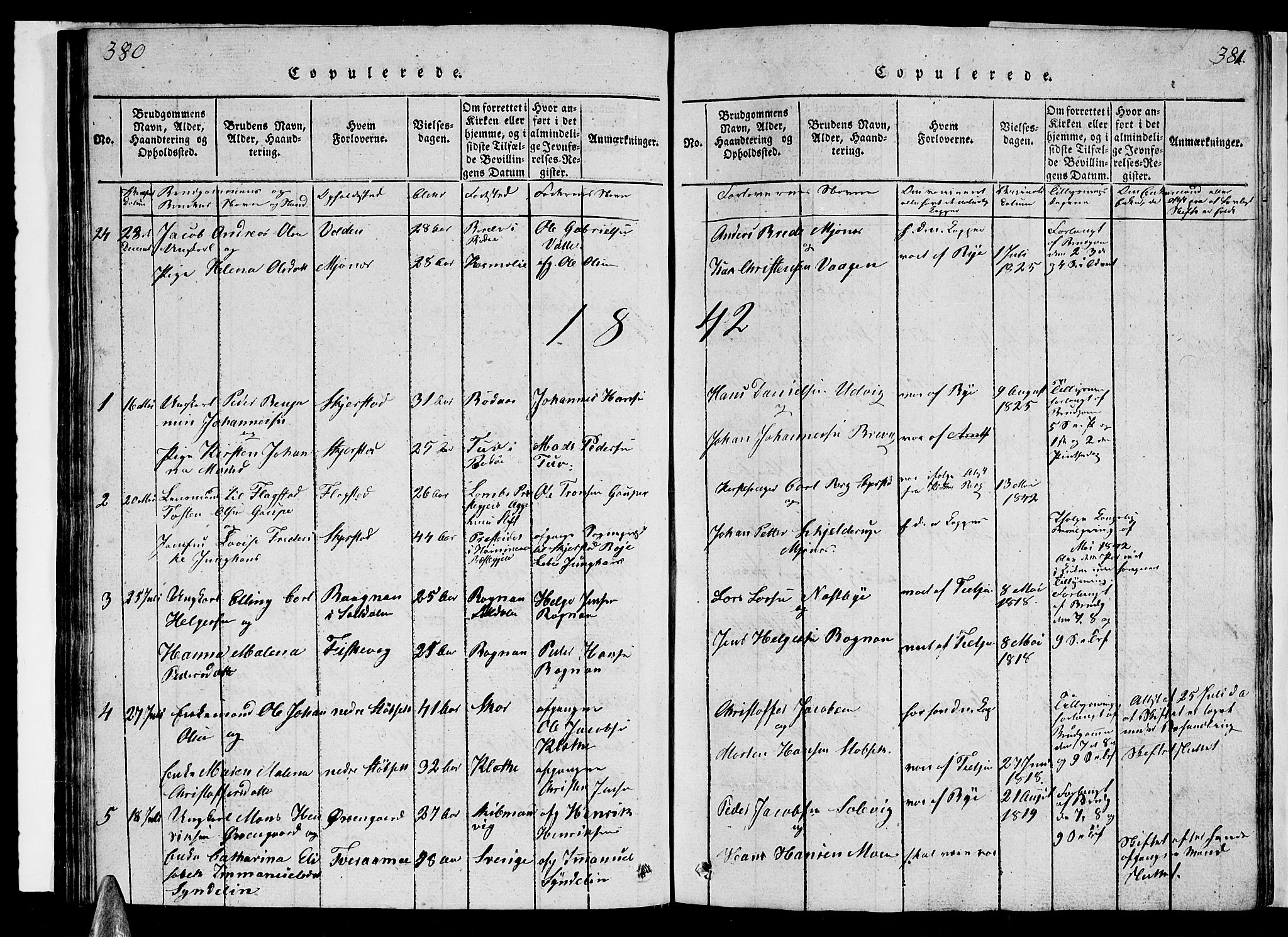 Ministerialprotokoller, klokkerbøker og fødselsregistre - Nordland, AV/SAT-A-1459/852/L0752: Parish register (copy) no. 852C03, 1840-1855, p. 380-381