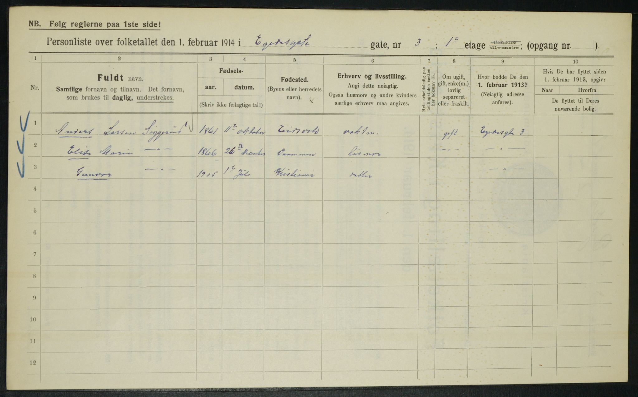 OBA, Municipal Census 1914 for Kristiania, 1914, p. 18925